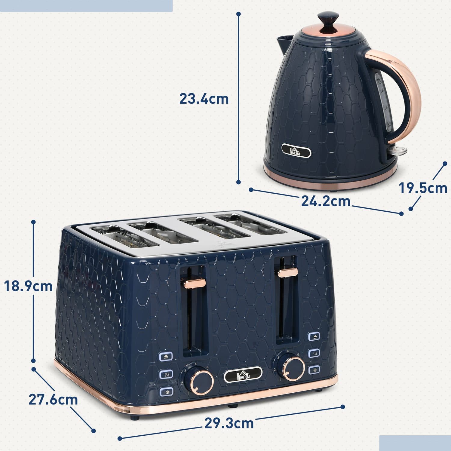 1.7L Fast-Boil Kettle and 4-Slice Toaster Set in Navy Blue - image 2