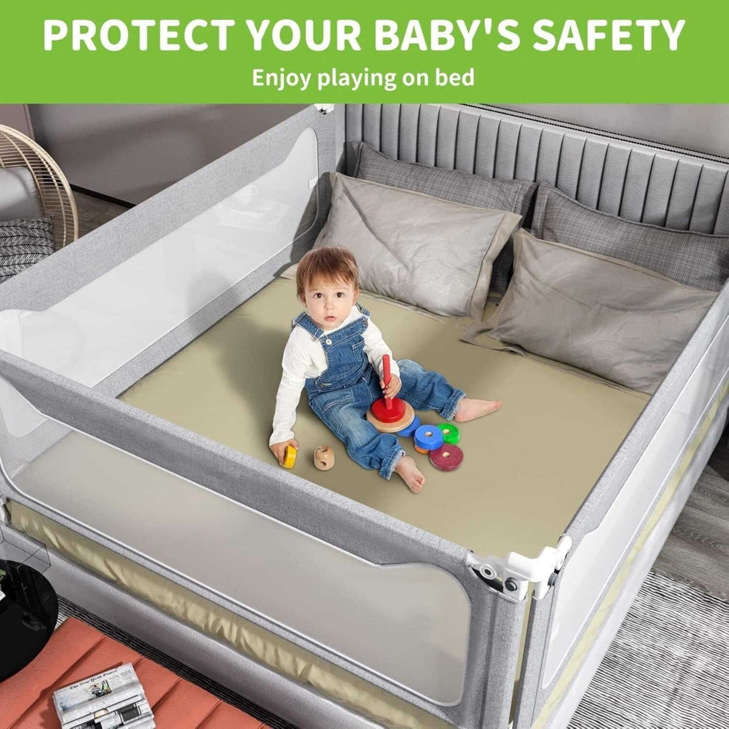 1.5m Adjustable Toddler Bed Guard for Peaceful Nights - image 3