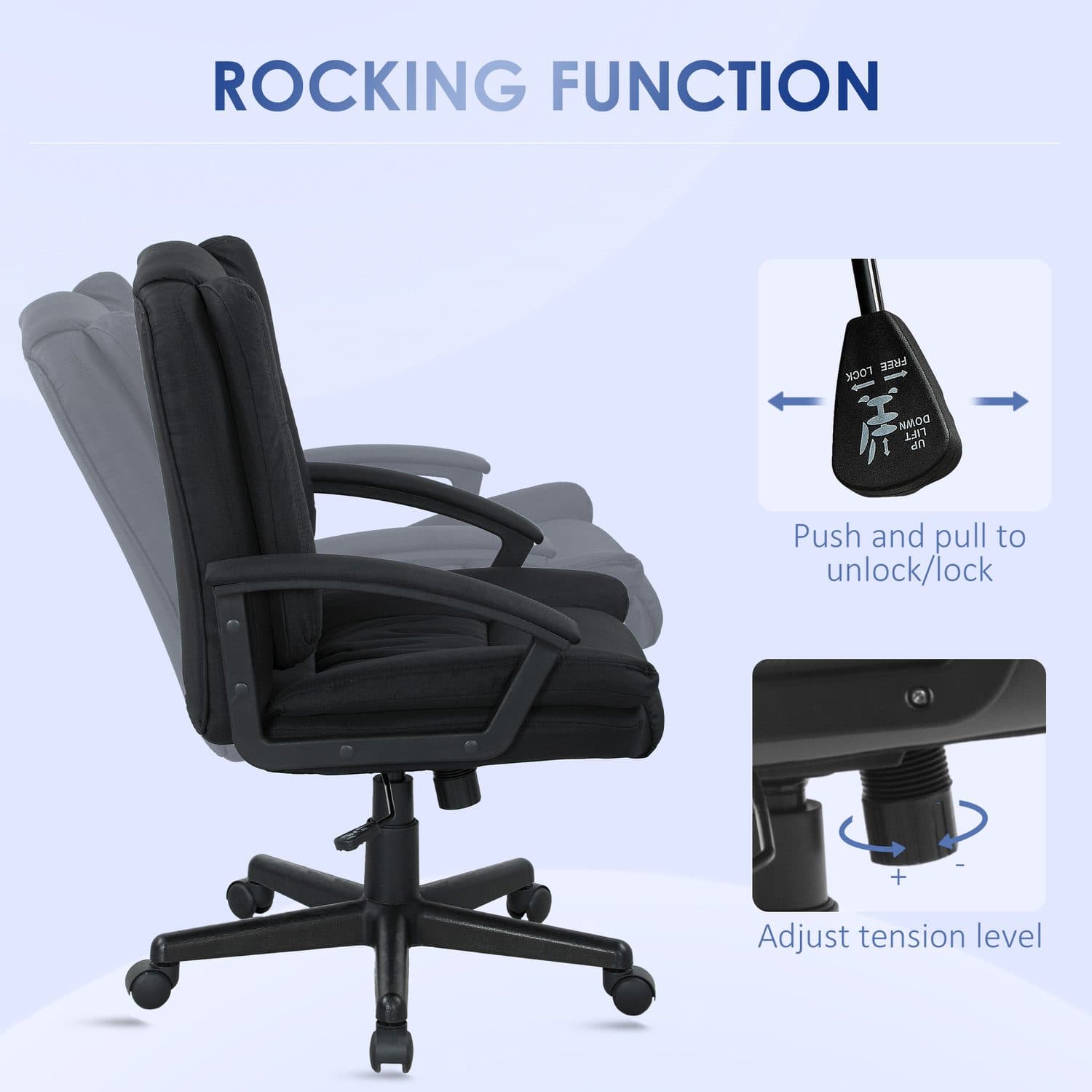 Black Linen-Look Padded Office Chair - image 1