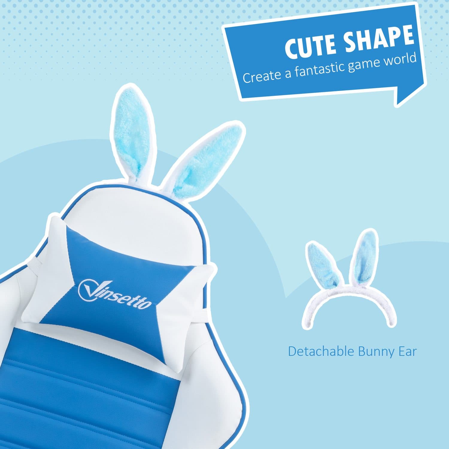 Vinsetto Bunny Ear Gaming Chair - image 4