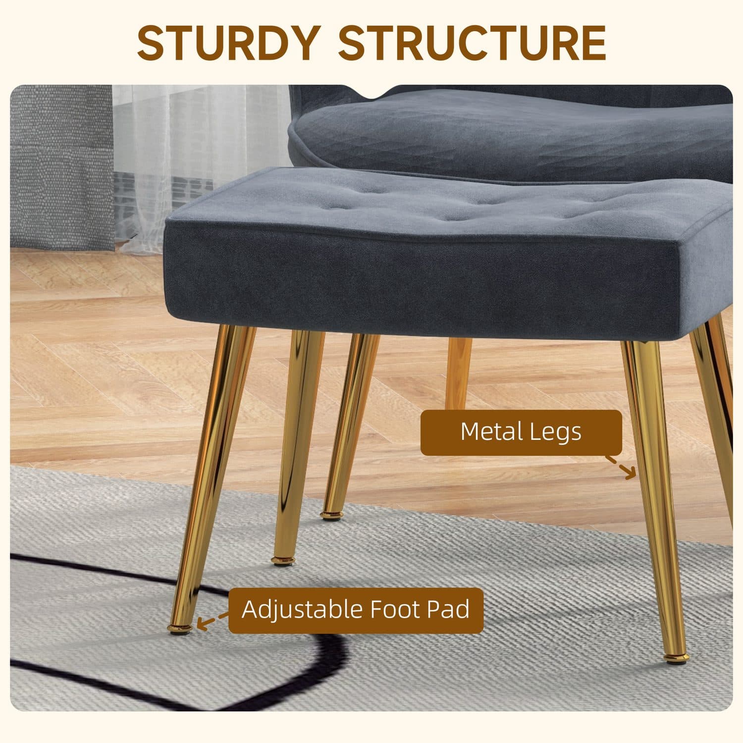 Relax in Style: Dark Grey Velvet Armchair & Footstool Set - image 5