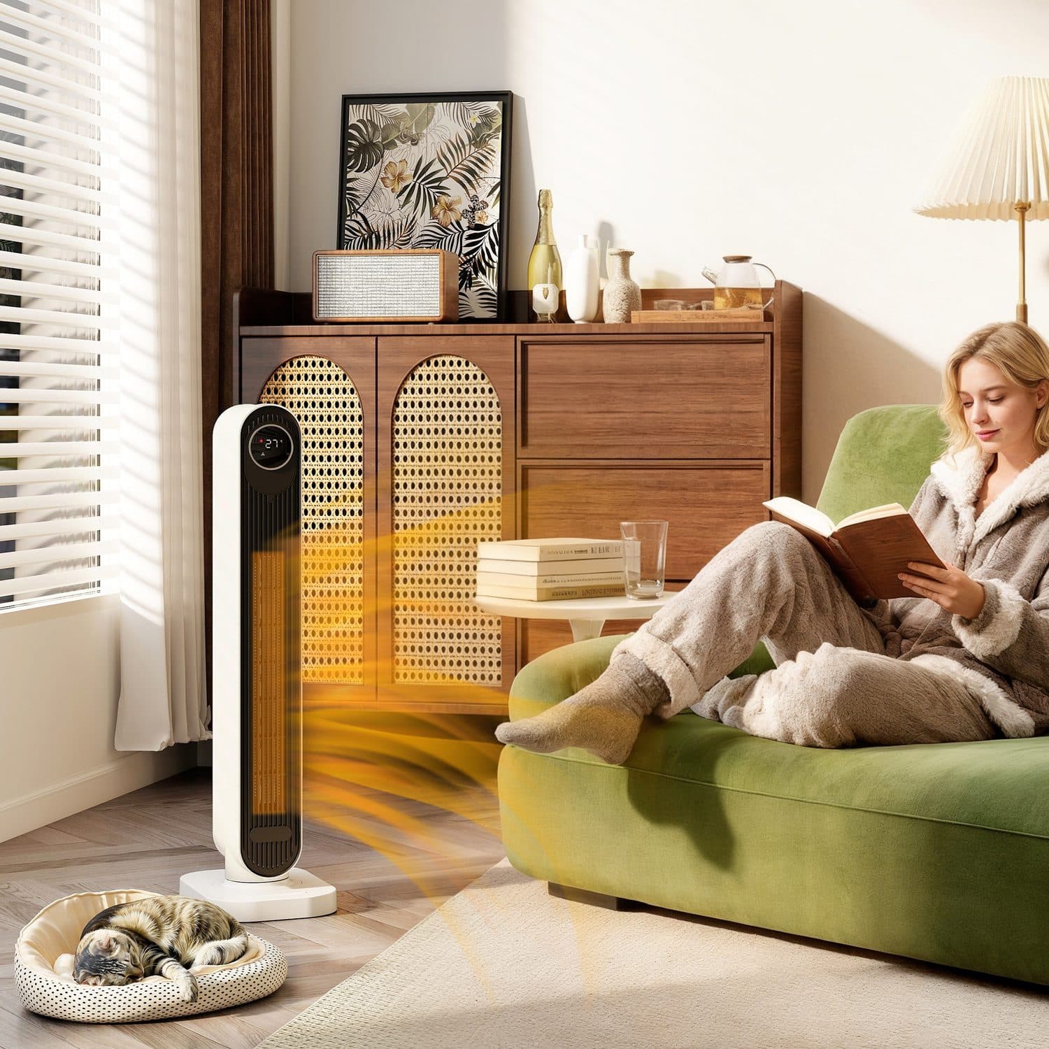 Slim 2000W Ceramic Tower Heater with Remote Control - image 1
