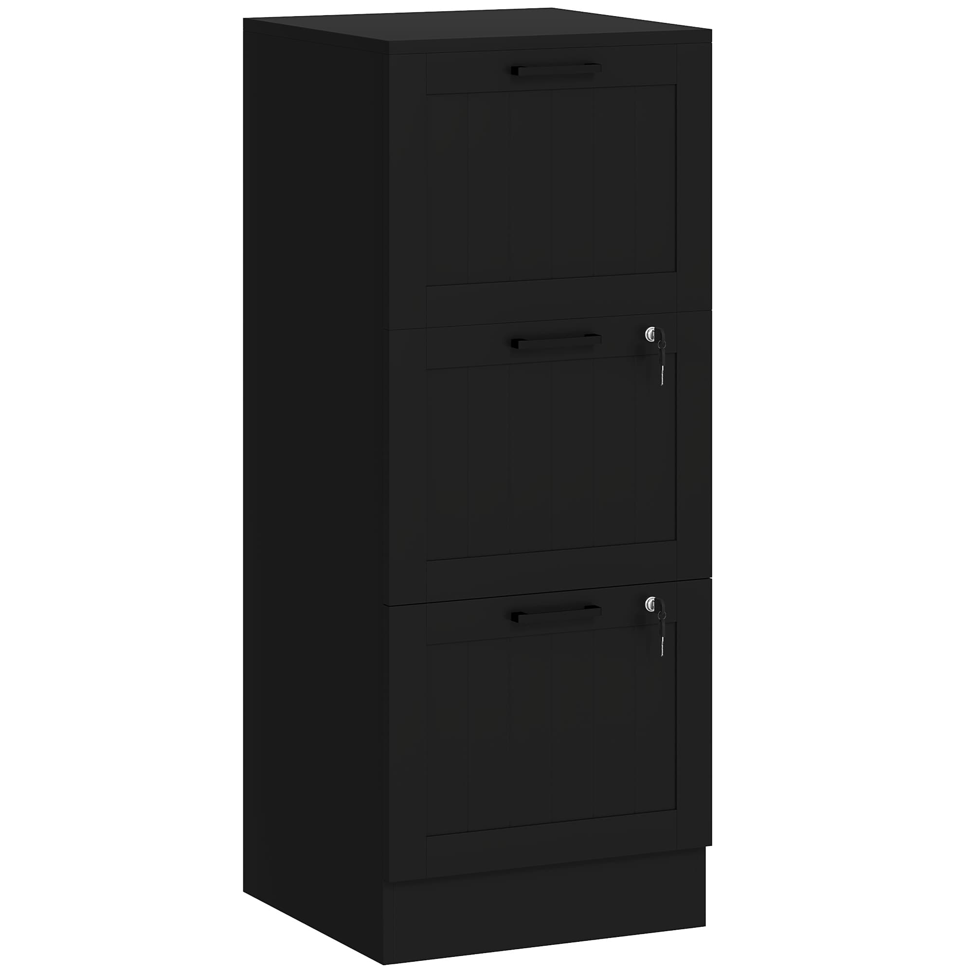 Secure 3-Drawer Black Filing Cabinet for Your Home Office