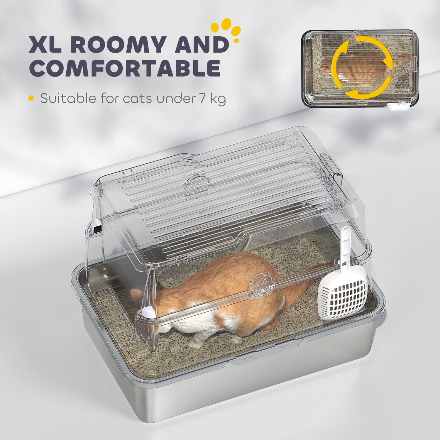 Enclosed Cat Litter Box With Stainless Steel Base and Front Door - image 4