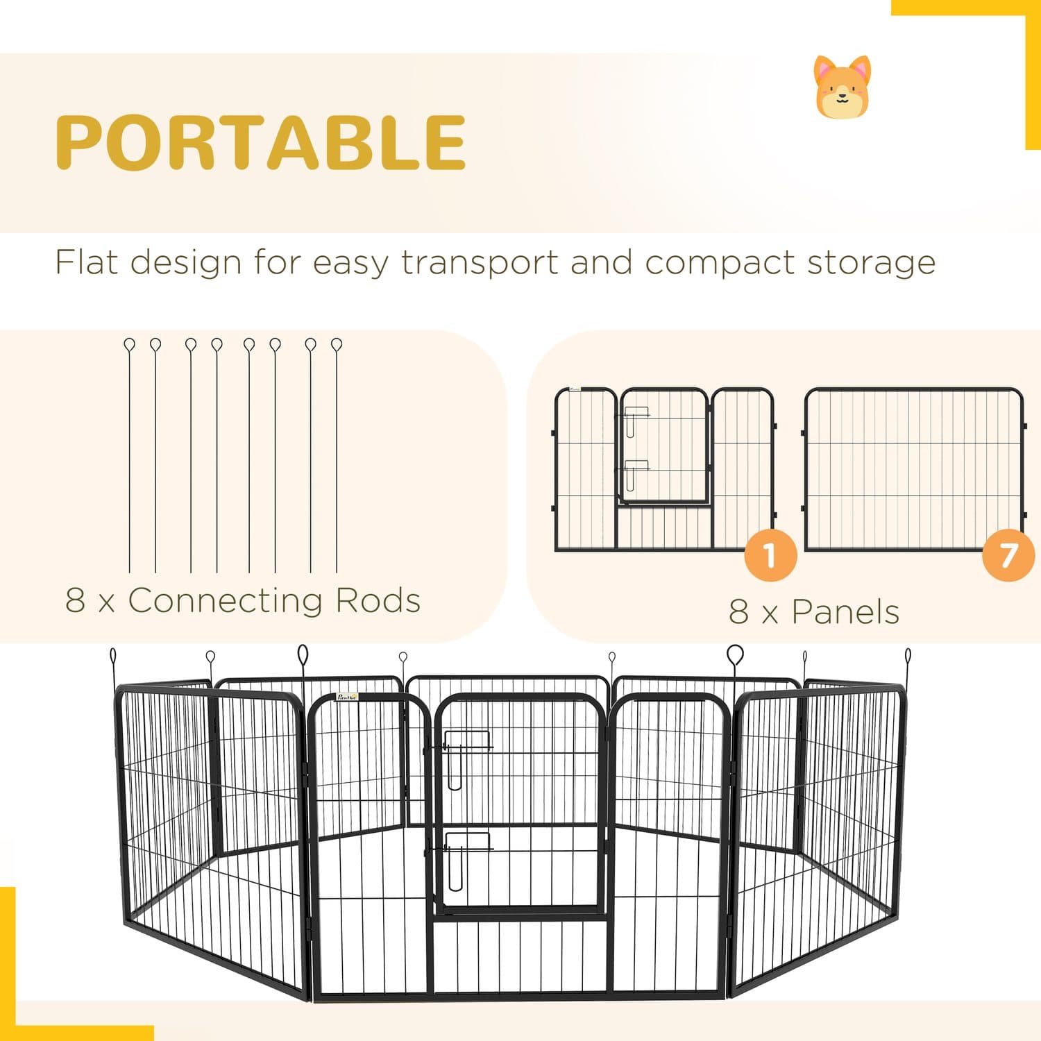 PawHut 8-Panel Steel Dog Playpen with Lockable Door - image 5