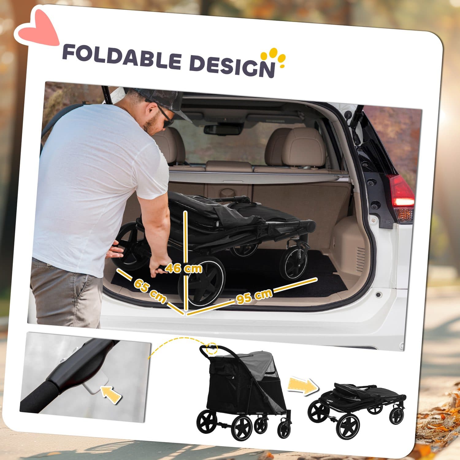 PawHut Foldable Pet Stroller for Medium and Large Dogs - image 3