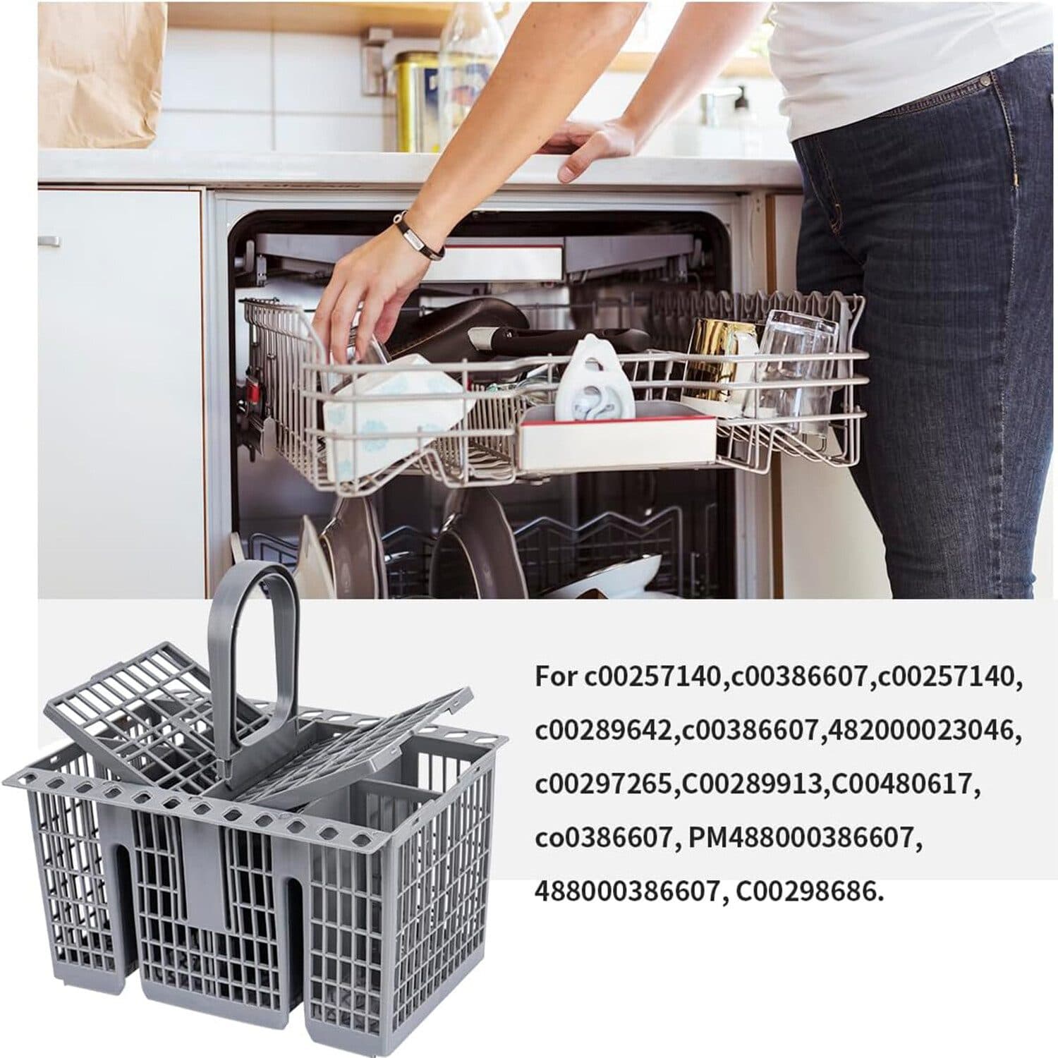 Grey Dishwasher Cutlery Basket for Everyday Loads - image 2