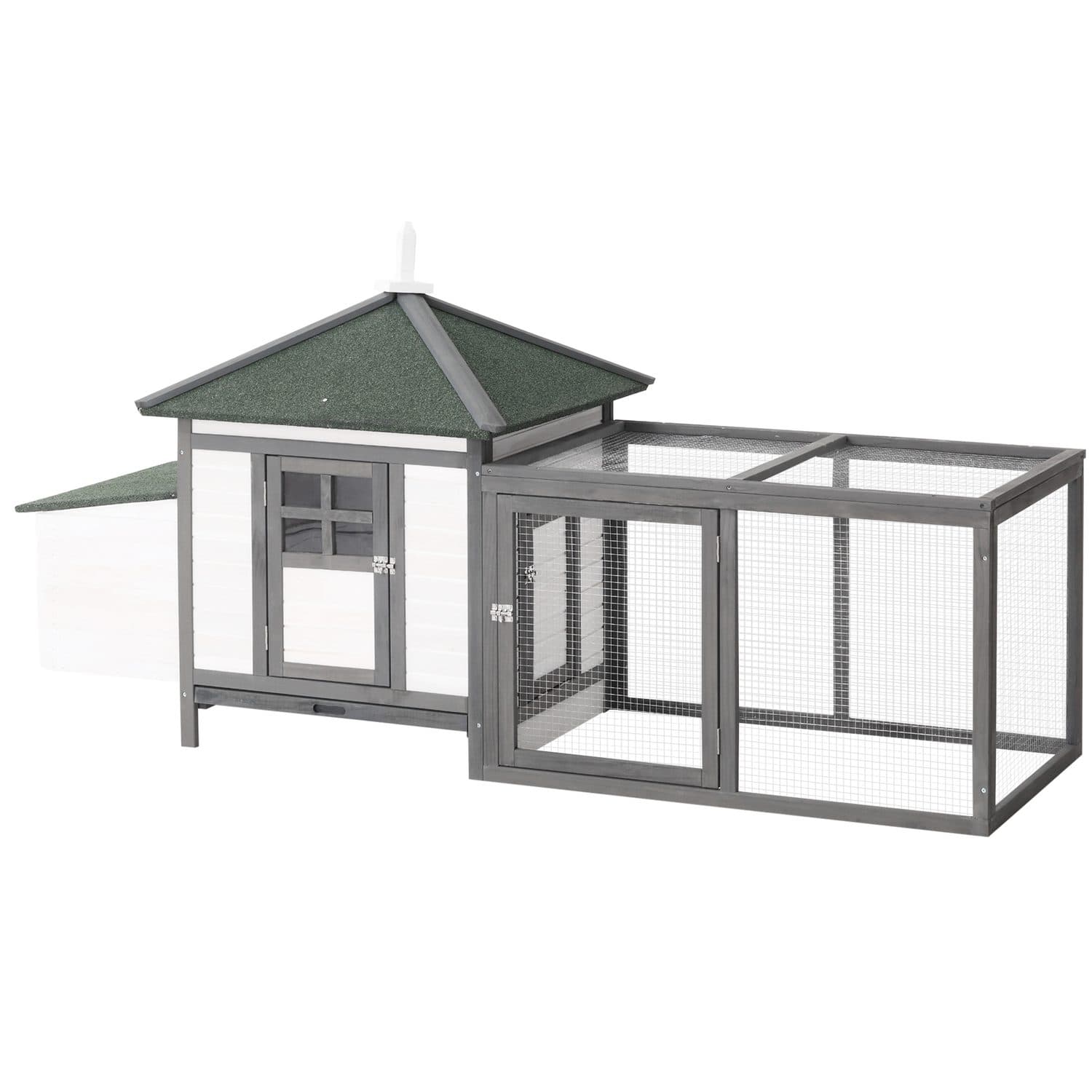 PawHut Chicken Coop with Nesting Box and Outdoor Run