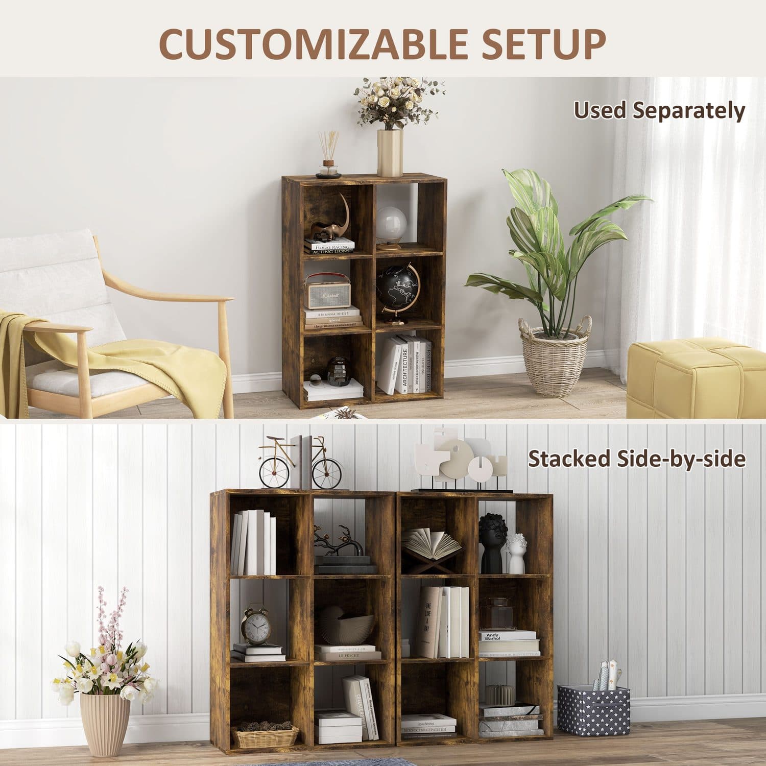 Six-Cube Storage in a Warm Rustic Brown - image 5