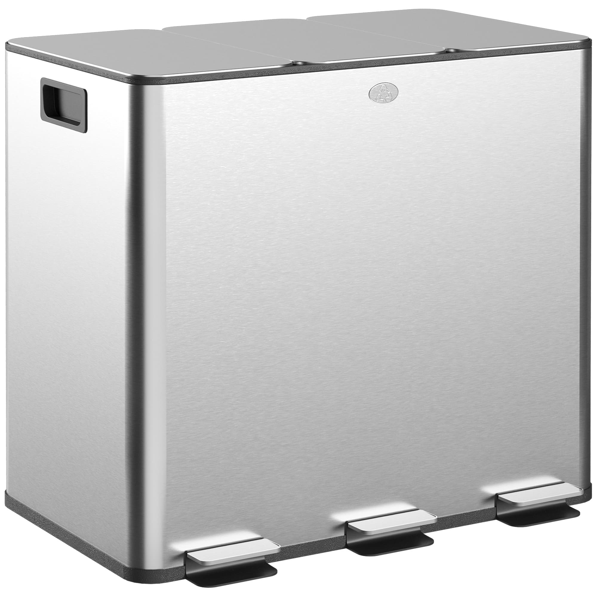 Triple Pedal Bin for Kitchen Waste Sorting, 45 L Total