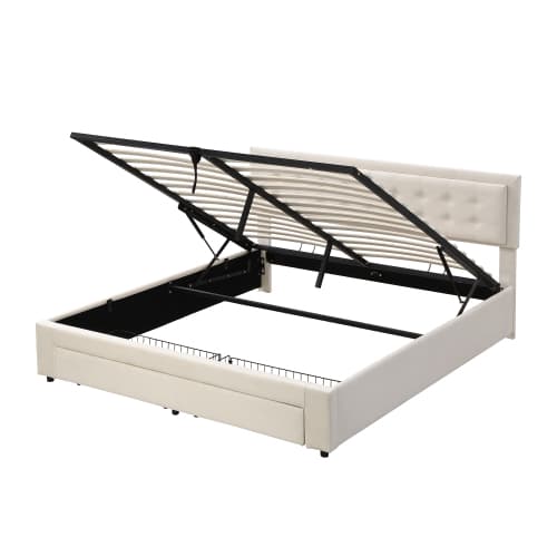 Upholstered King Size Bed with LED Lights and USB Charging Port (5ft) - image 1