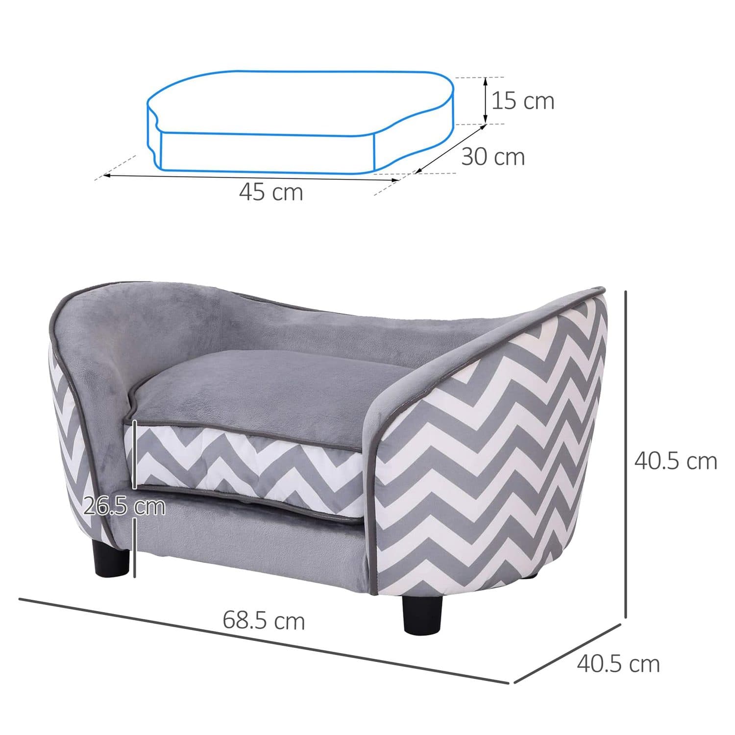 Plush Grey XS Dog Sofa - image 5