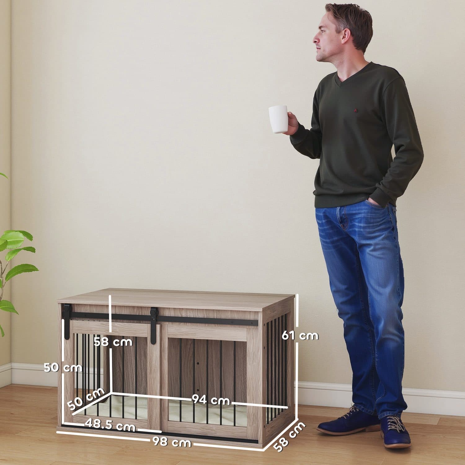 PawHut Dog Crate Furniture for Large Dogs, 98cm - image 1