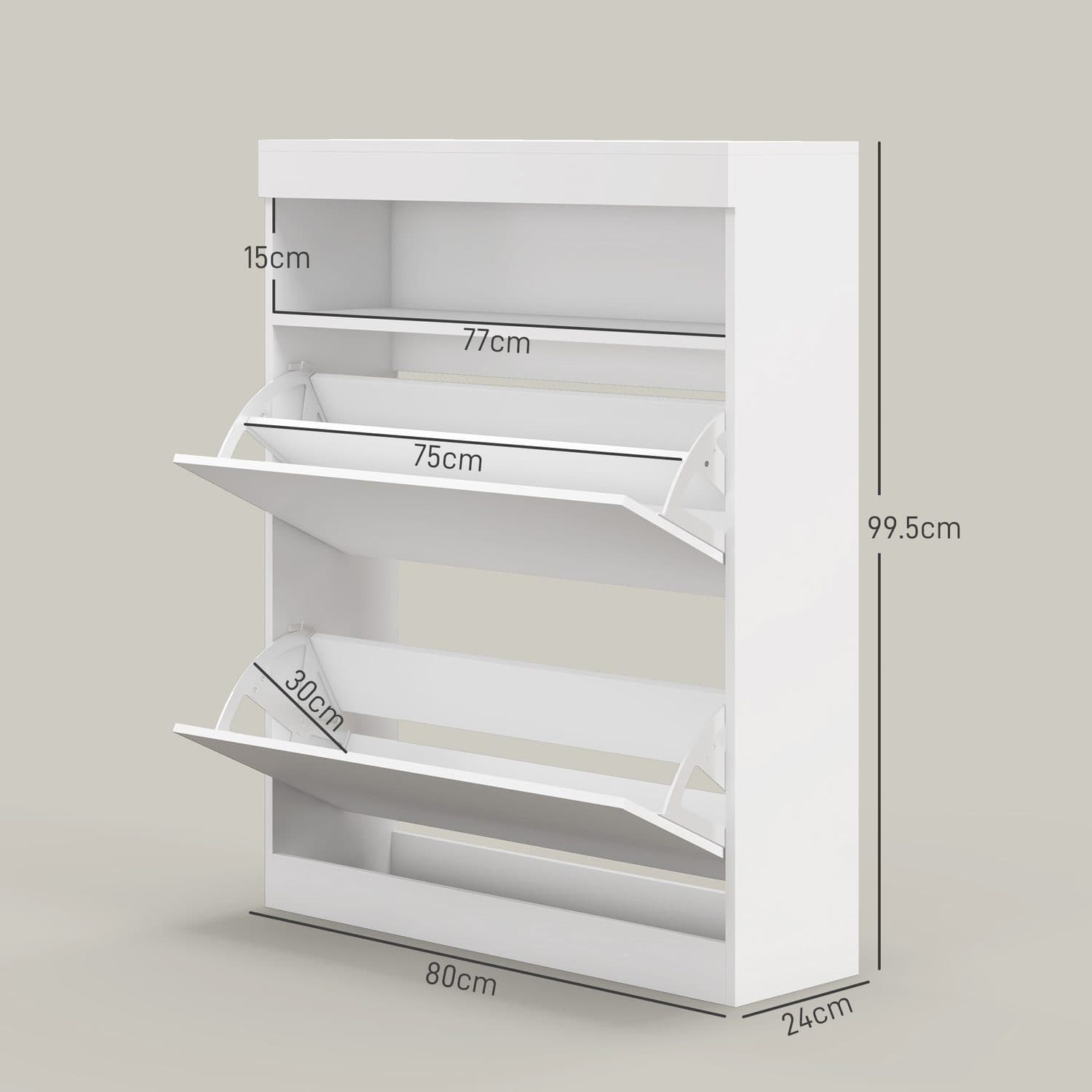 Shoe Storage Cabinet for 16 Pairs, High Gloss White - image 1