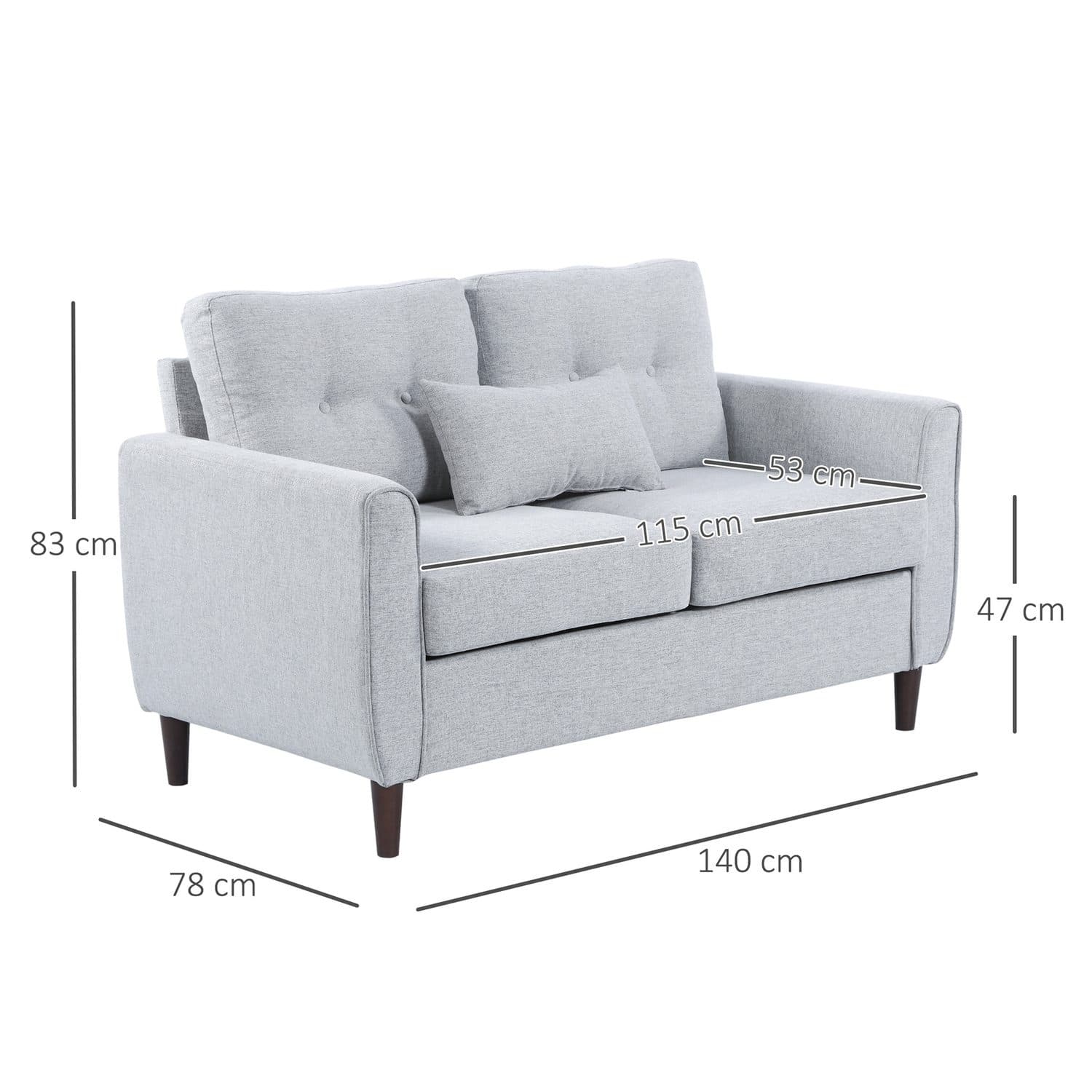 Light Grey 2 Seater Fabric Sofa - image 2
