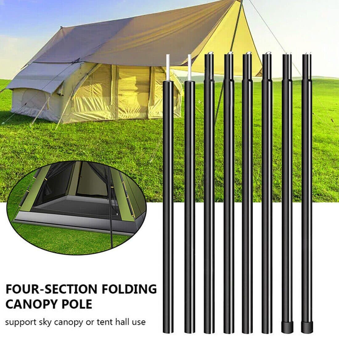 Two Adjustable Steel Poles for Tarps and Camping Shelters - image 5