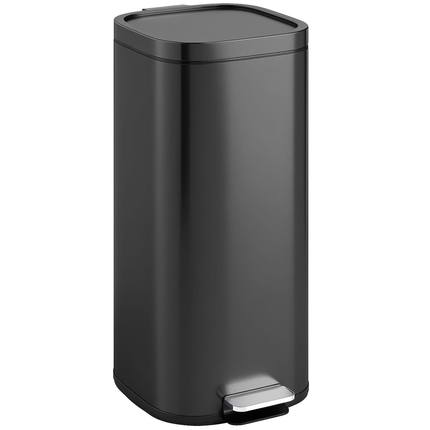 Slim 30L Black Pedal Bin for Tidy Everyday Use - Black