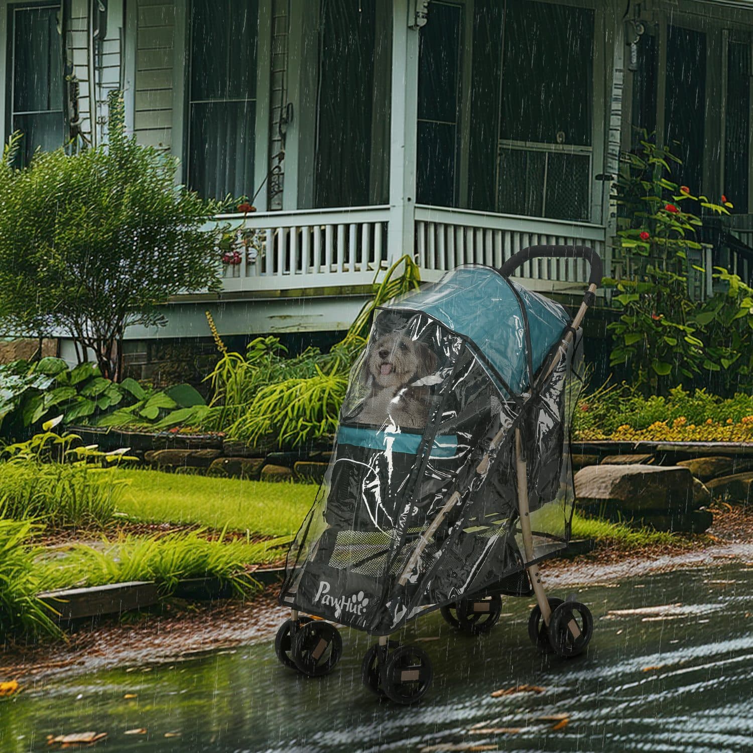 PawHut Pet Stroller for Small Dogs, Dark Green - image 2