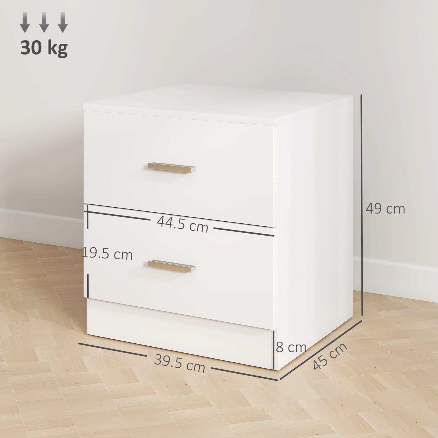 A Clean White Bedside Table With Two Drawers and a Flat Top - image 1