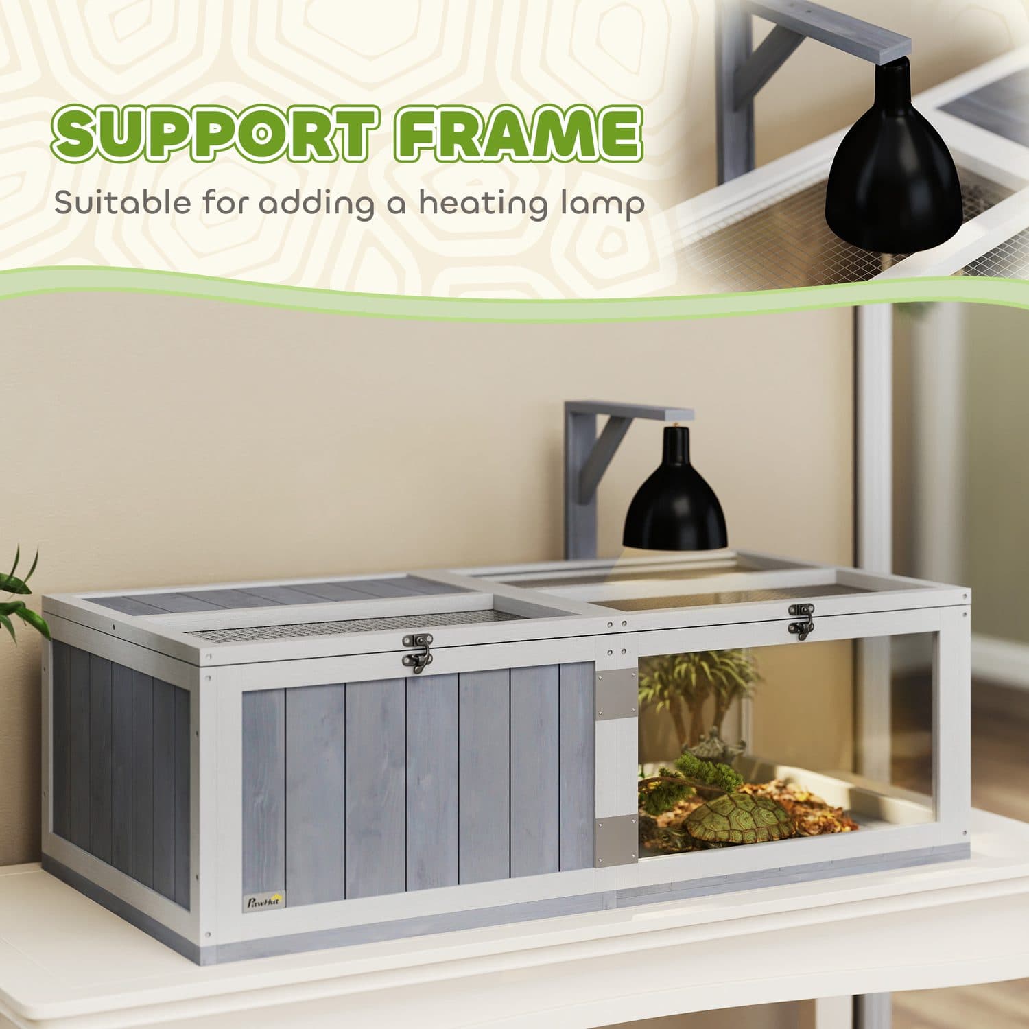 PawHut Two-Room Wooden Tortoise and Reptile House - image 3
