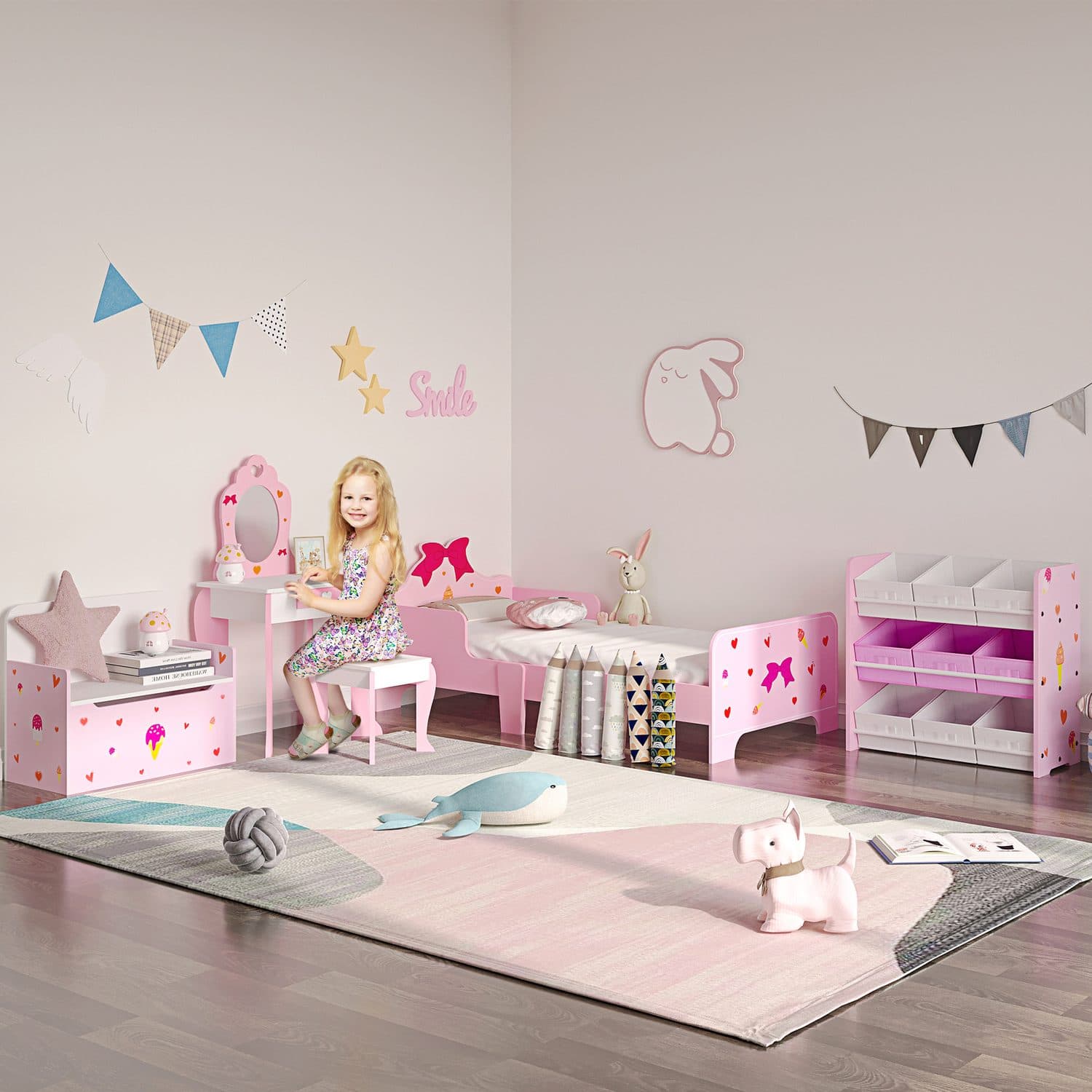 Kids pink storage rack for toys, books and clothes - image 2