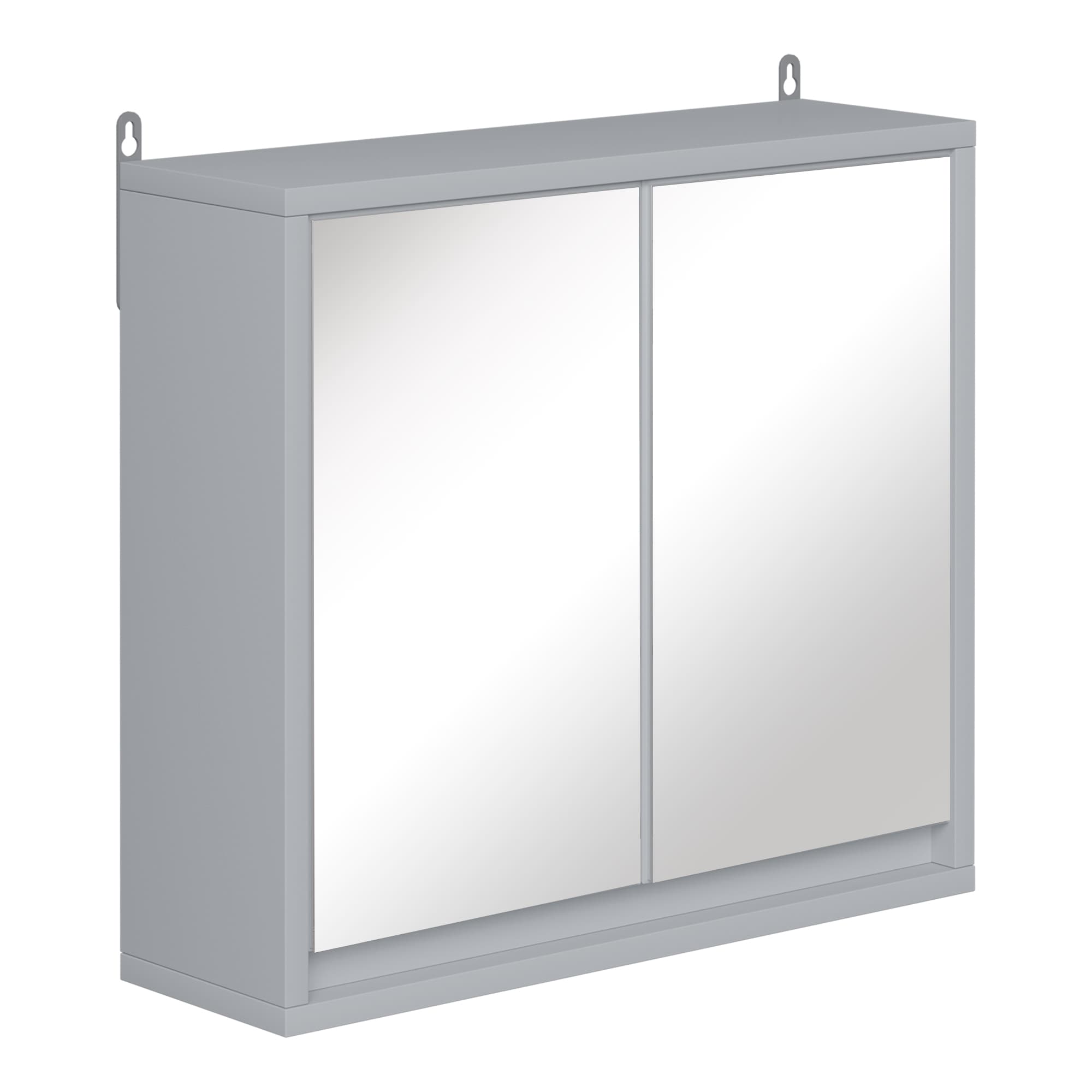 Grey Bathroom Mirror Cabinet with Adjustable Shelf - Grey