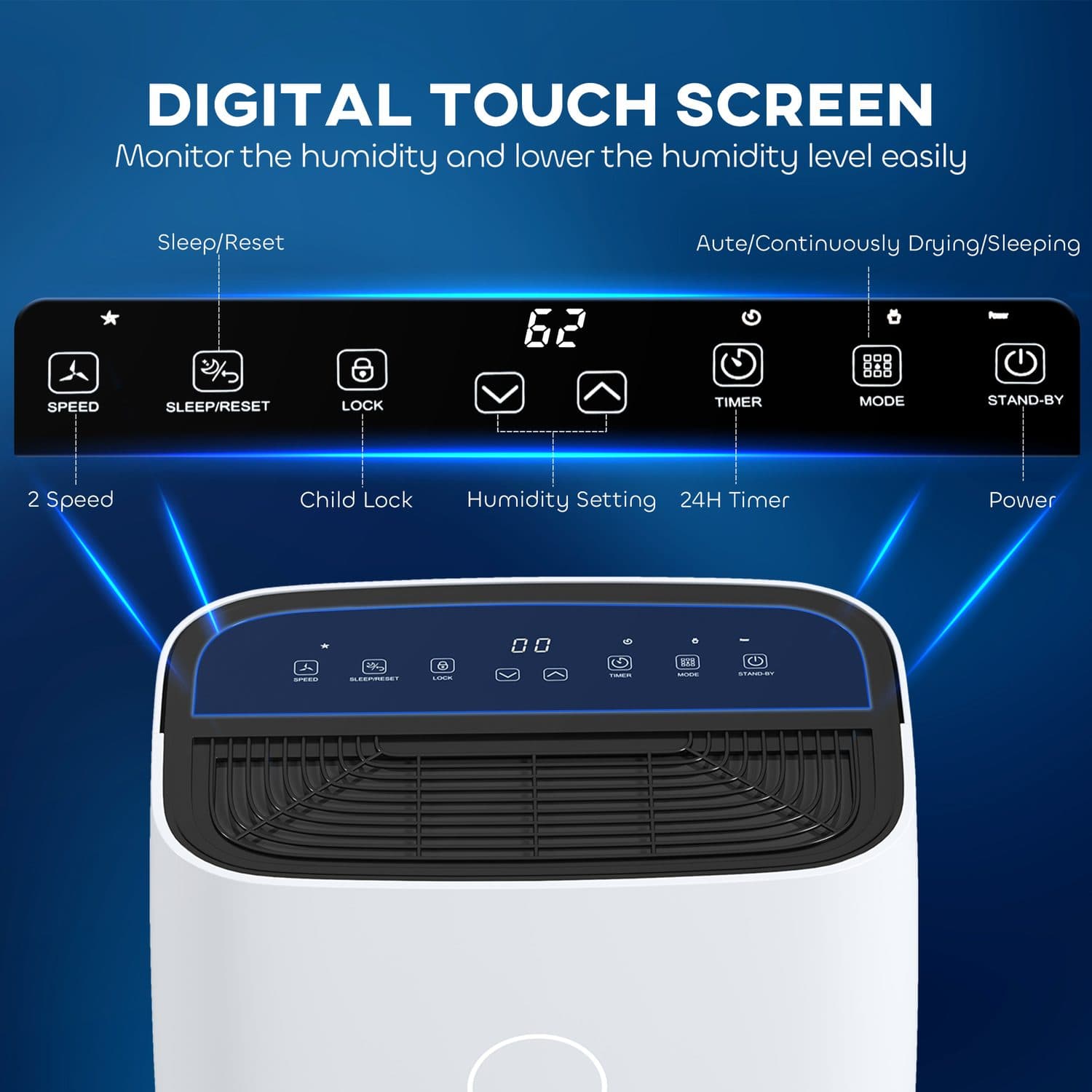 Compact Portable Dehumidifier — 20 Litres a Day with LED Controls - image 3
