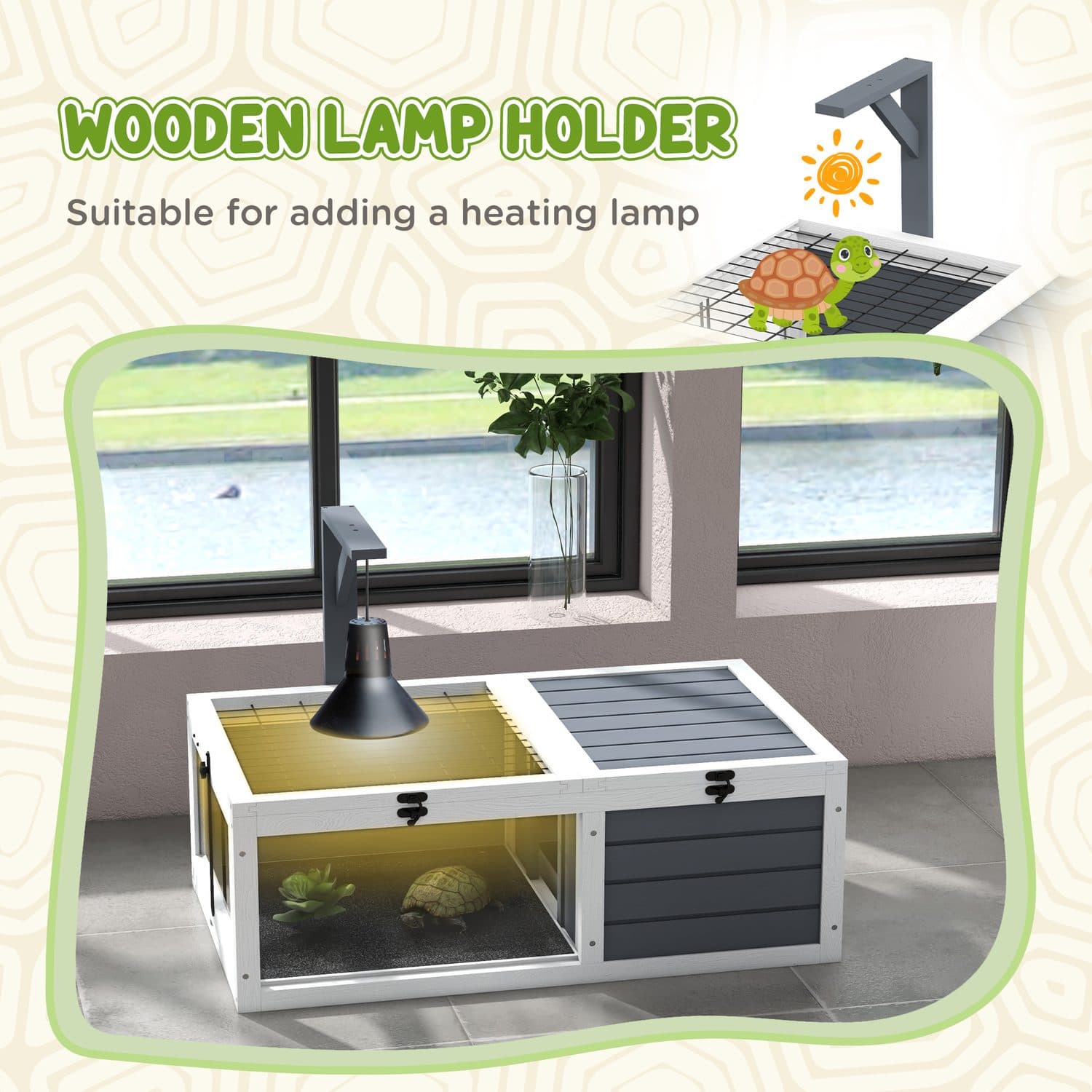 PawHut Tortoise Table with Wooden Lamp Holder - image 1