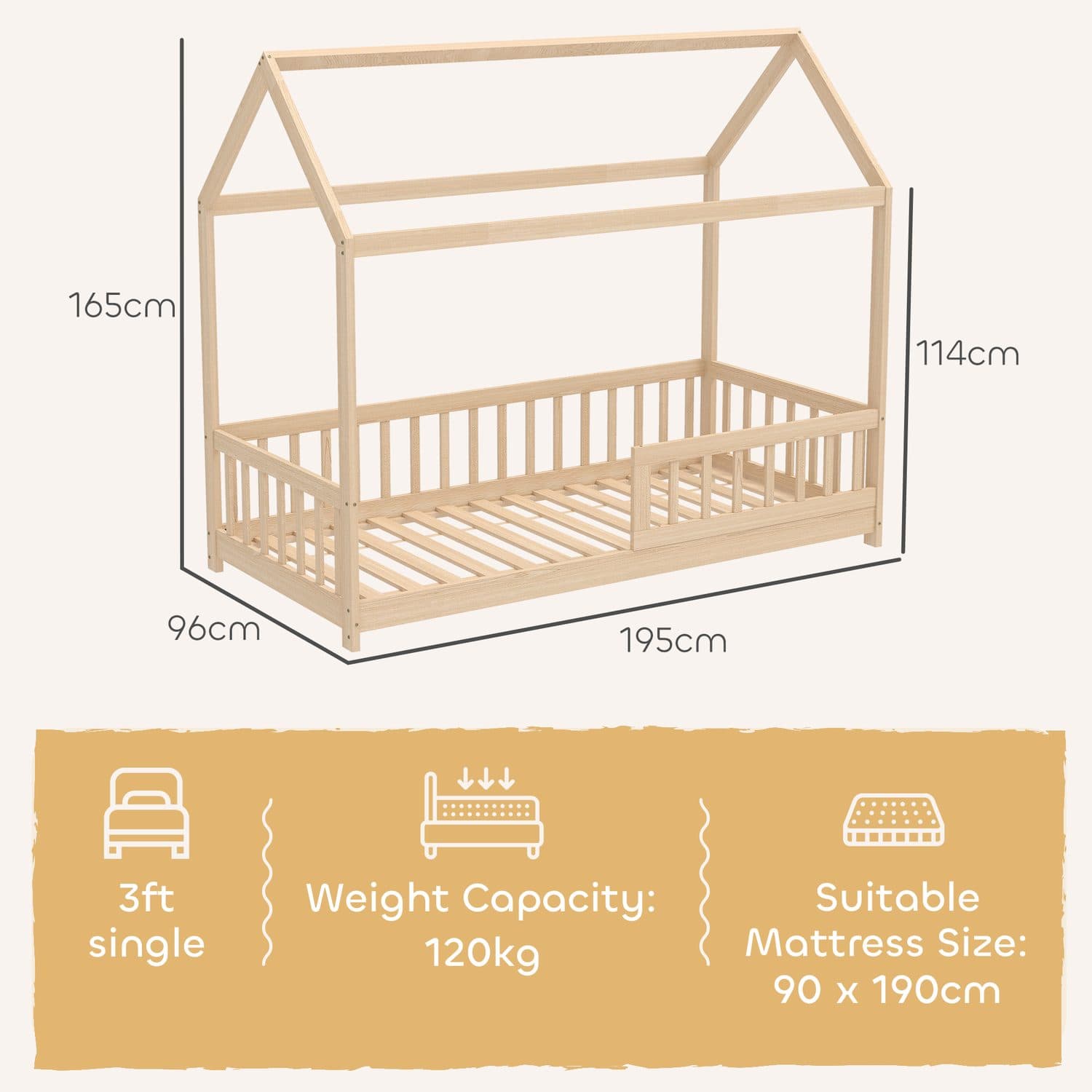 Solid Pine House Bed - image 5
