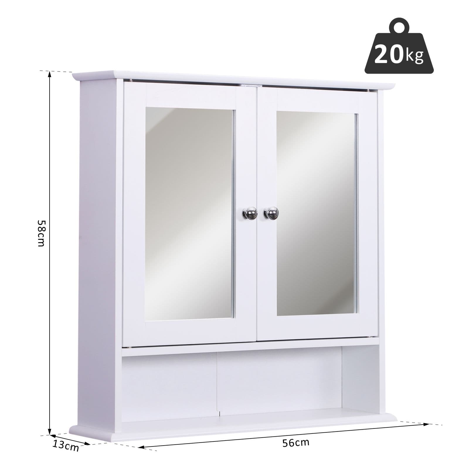 Double Door Bathroom Mirror Cabinet With Open Shelf - image 4