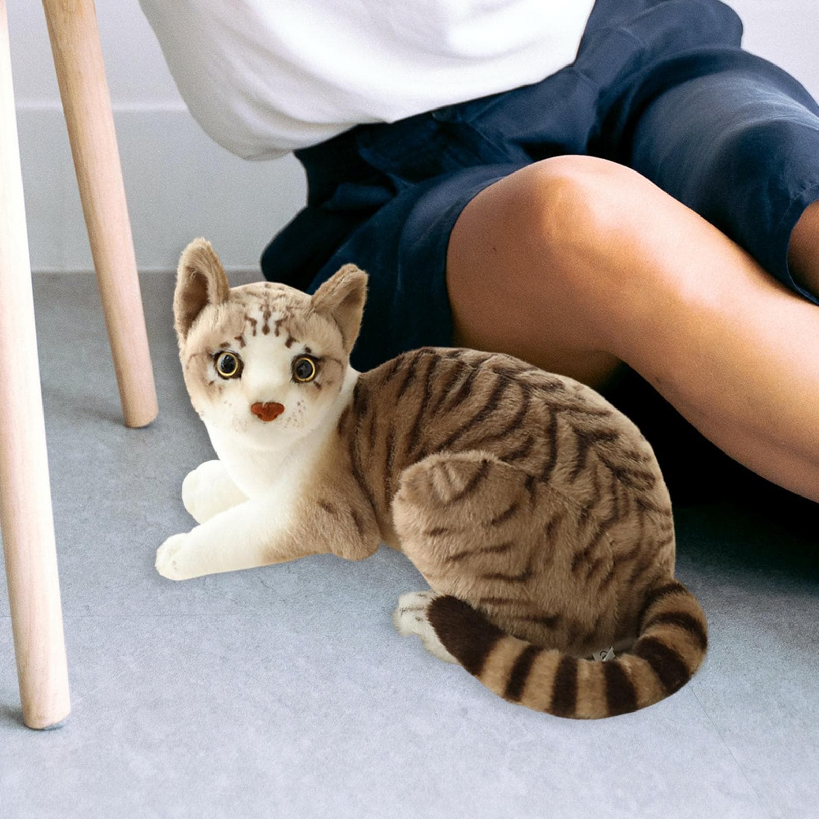 Realistic Tabby Cat Stuffed Plush That Sits Beautifully - image 3