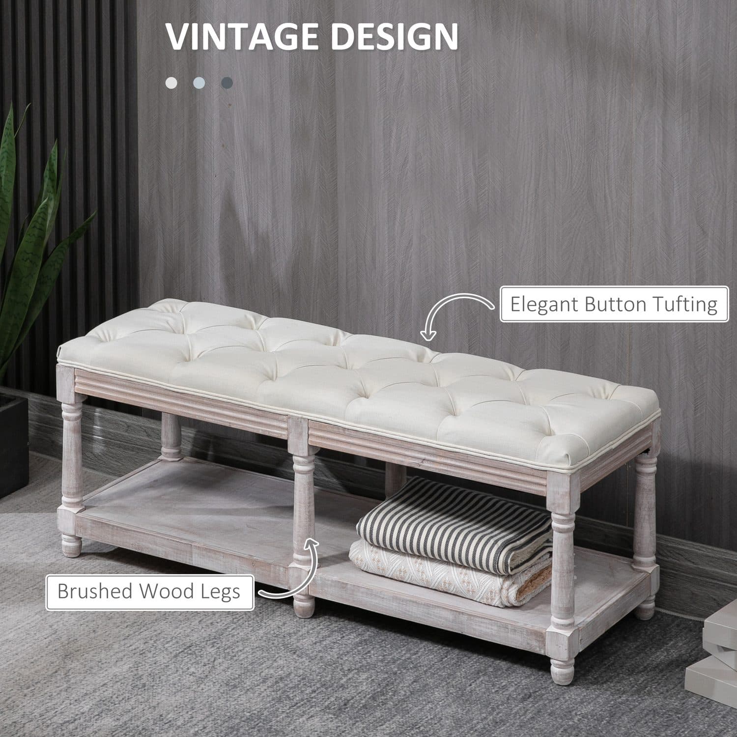 Vintage Tufted Storage Bench - image 2