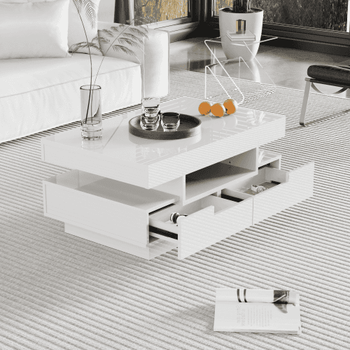 Modern Black Gloss Coffee Table with LED Lighting and Storage - image 6