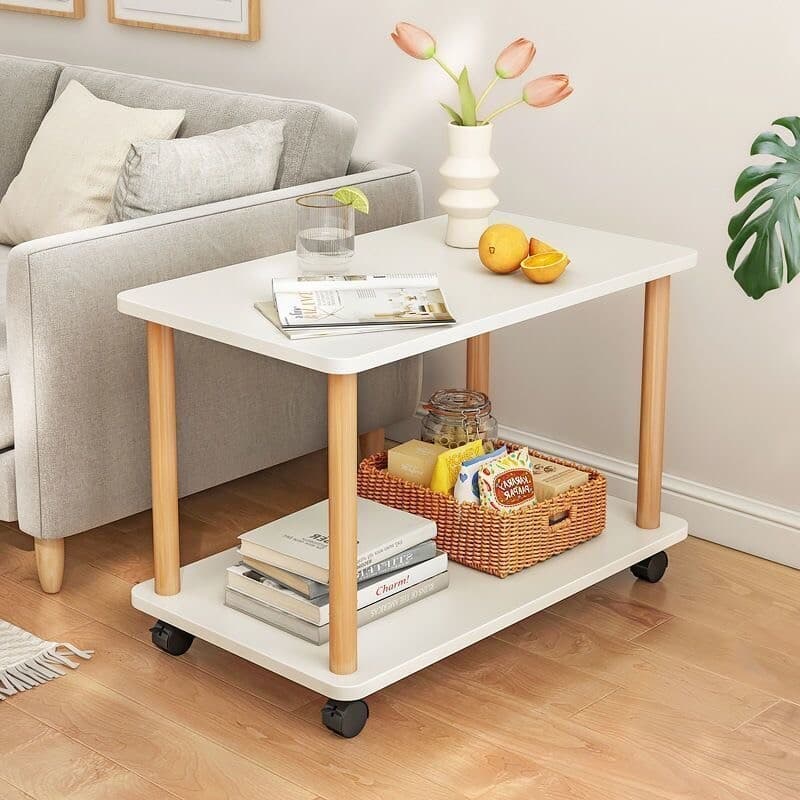 Rolling 2-Tier Side Table for Sofa and Living Room - Default