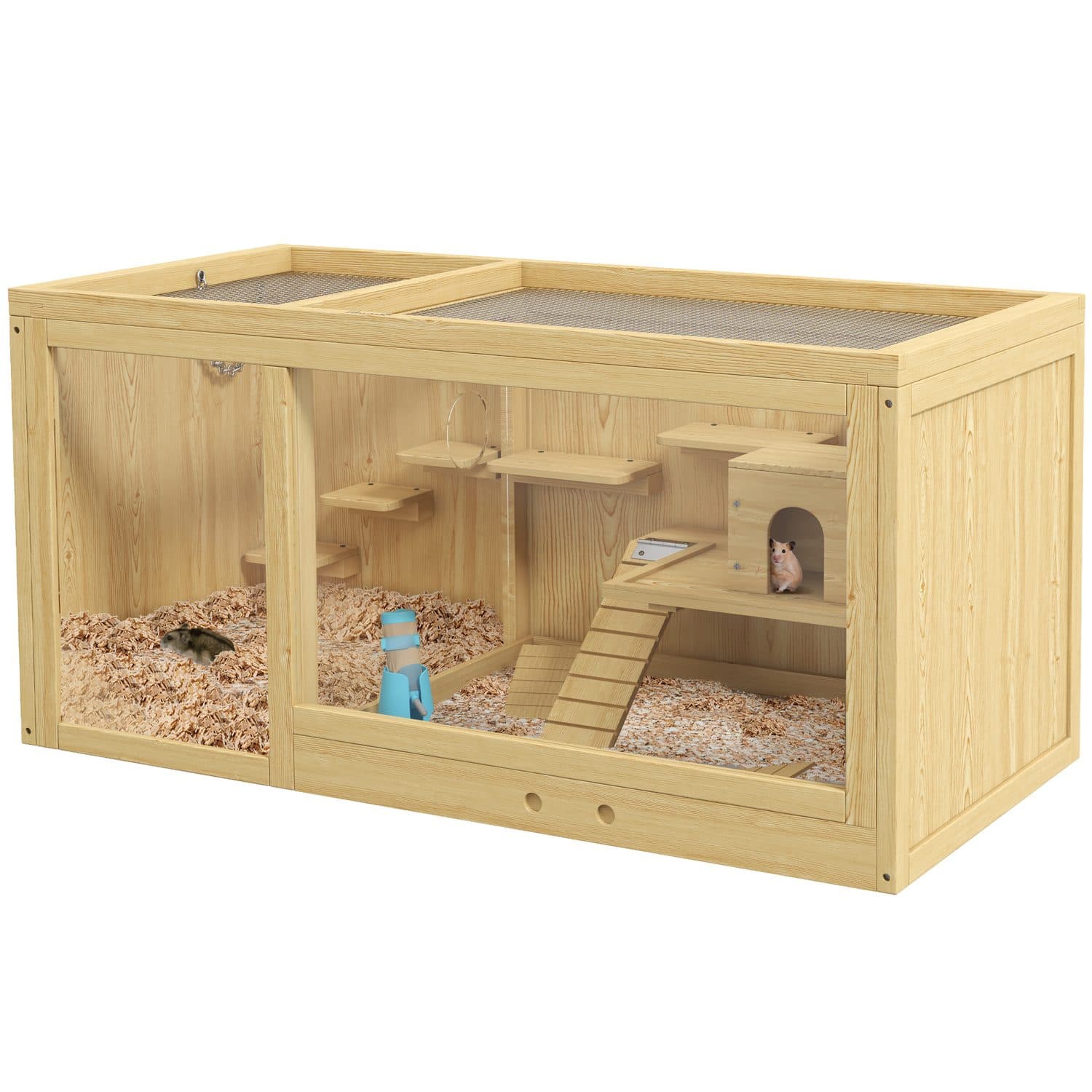 PawHut 2-Tier Hamster Cage with Water Bottle and Seesaws