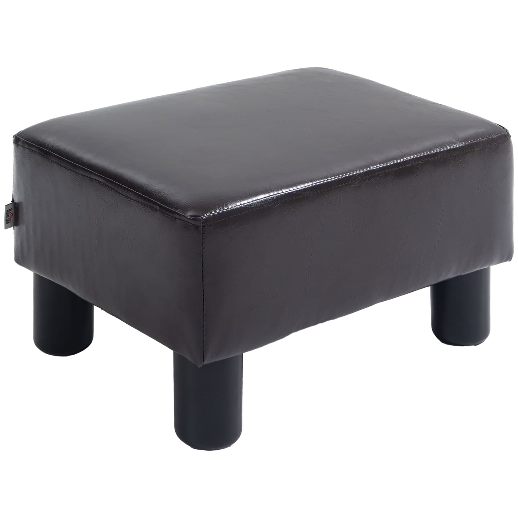 Brown PU Leather Footstool Ottoman for Compact Comfort - Brown