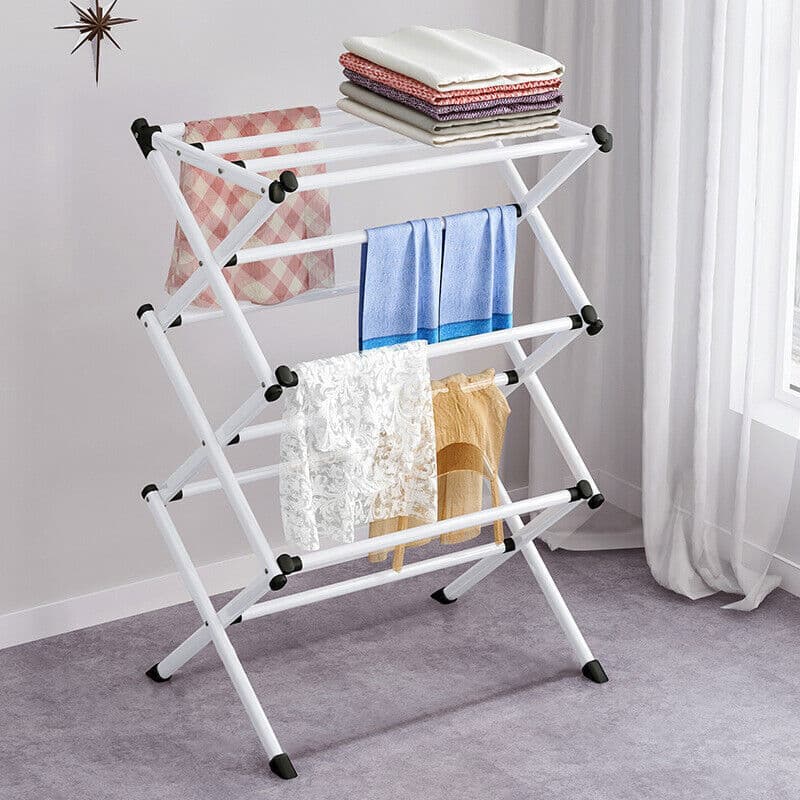 Fold-Away Metal Clothes Airer with Three Drying Tiers