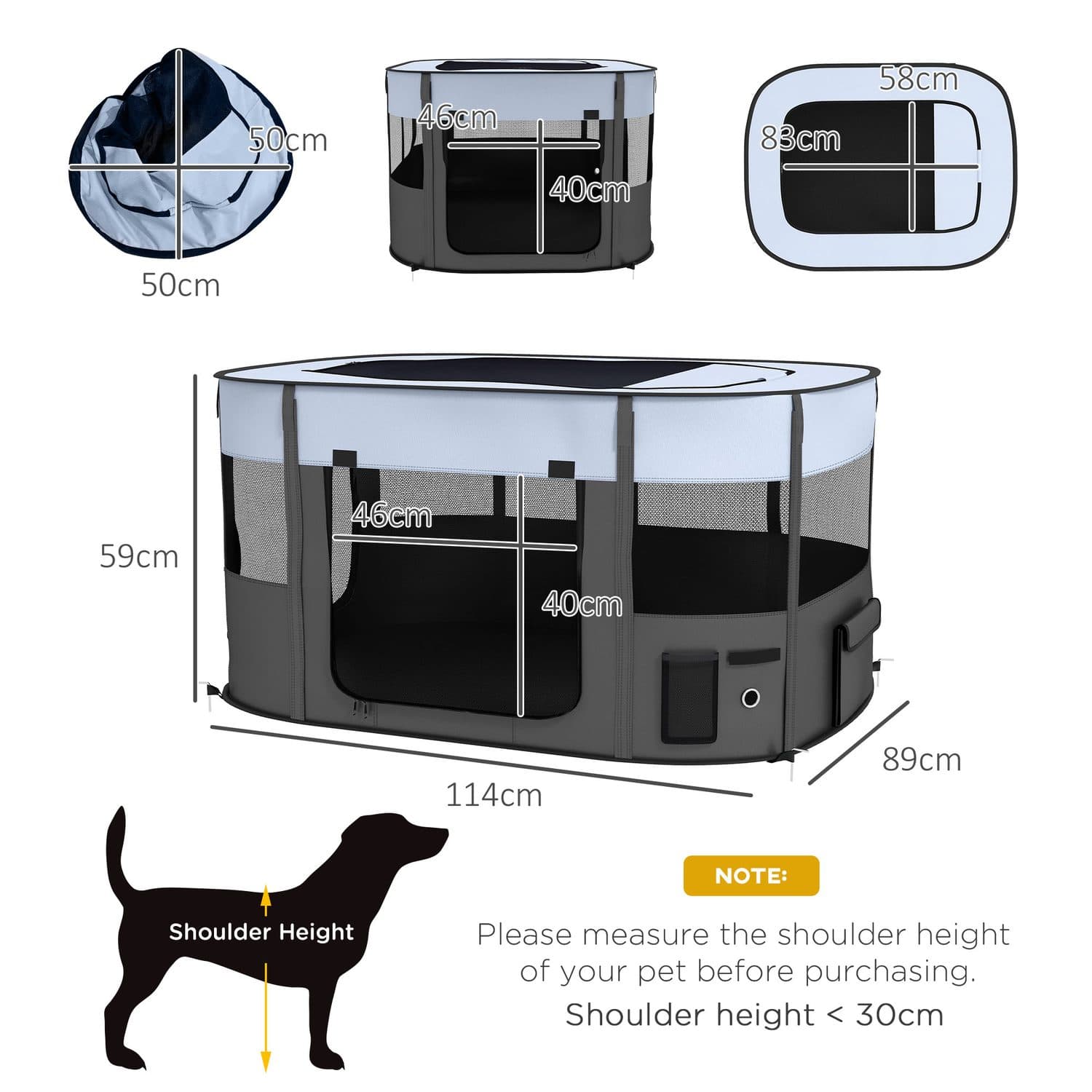 PawHut Indoor/Outdoor Dog Pen with Mesh Windows and Ground Stakes - image 3