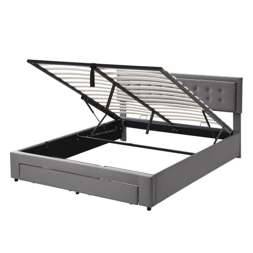 Super King (6ft) Ottoman Bed in Grey Velvet with Storage - image 9