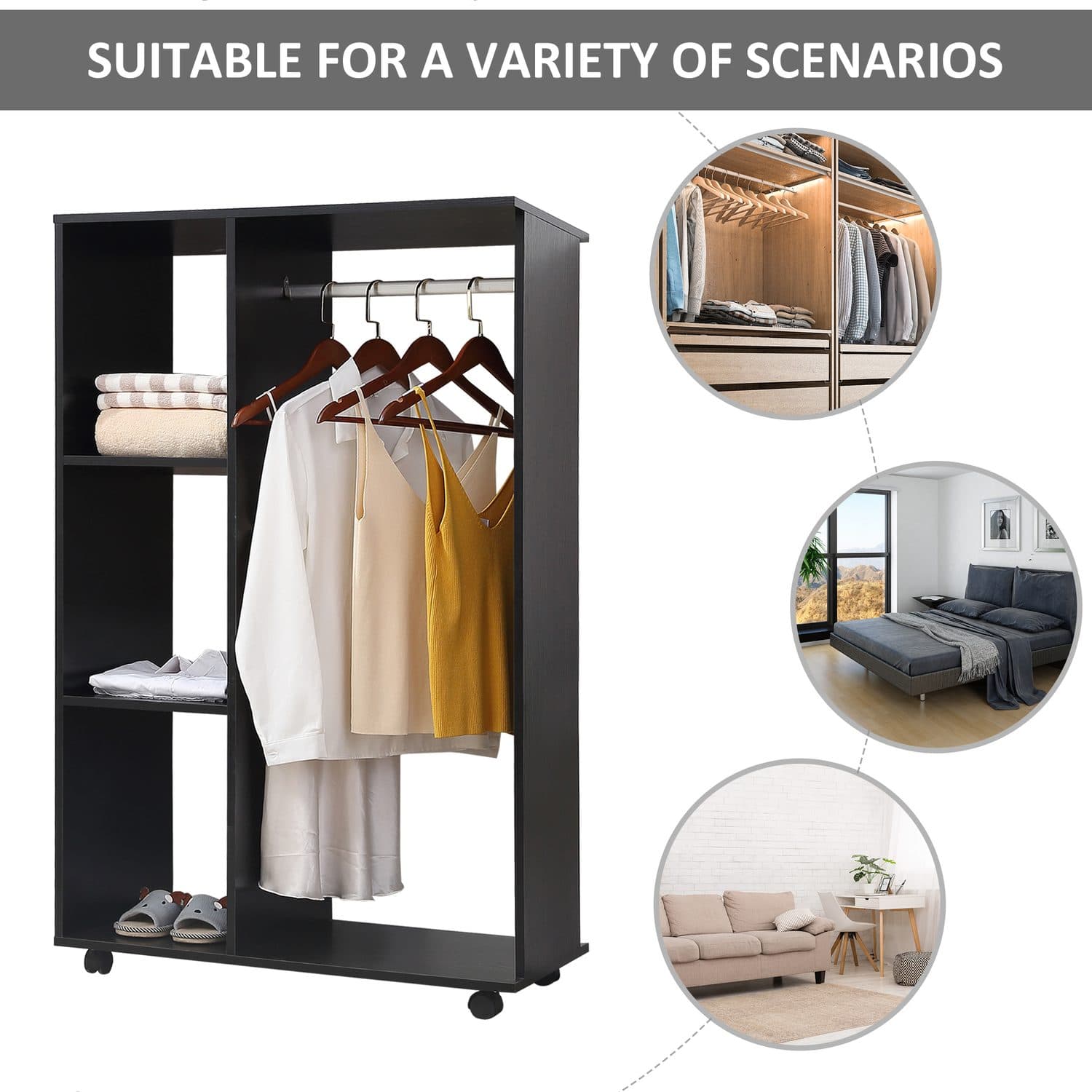 Mobile Black Open Wardrobe - image 3