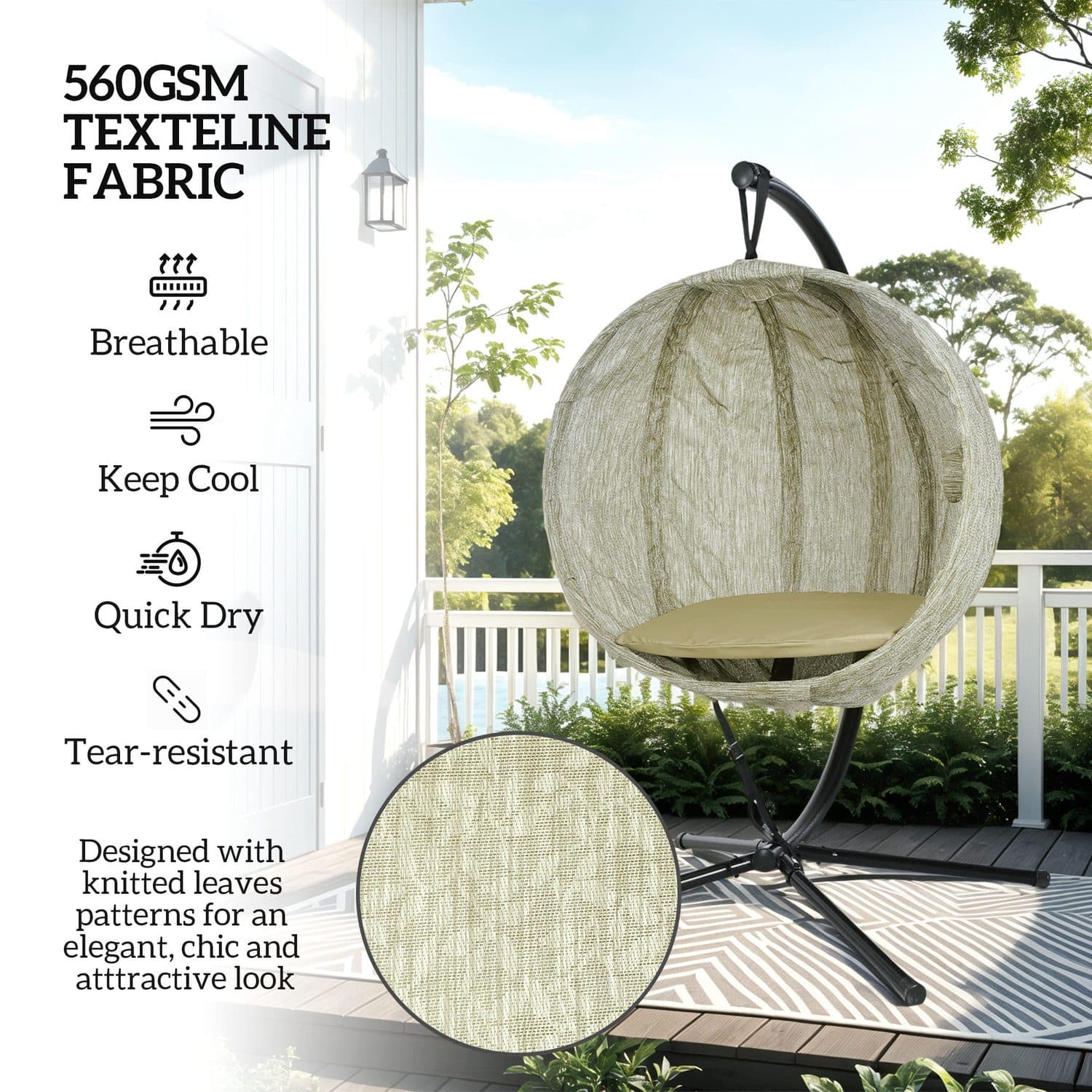 Khaki Hanging Egg Chair - image 3