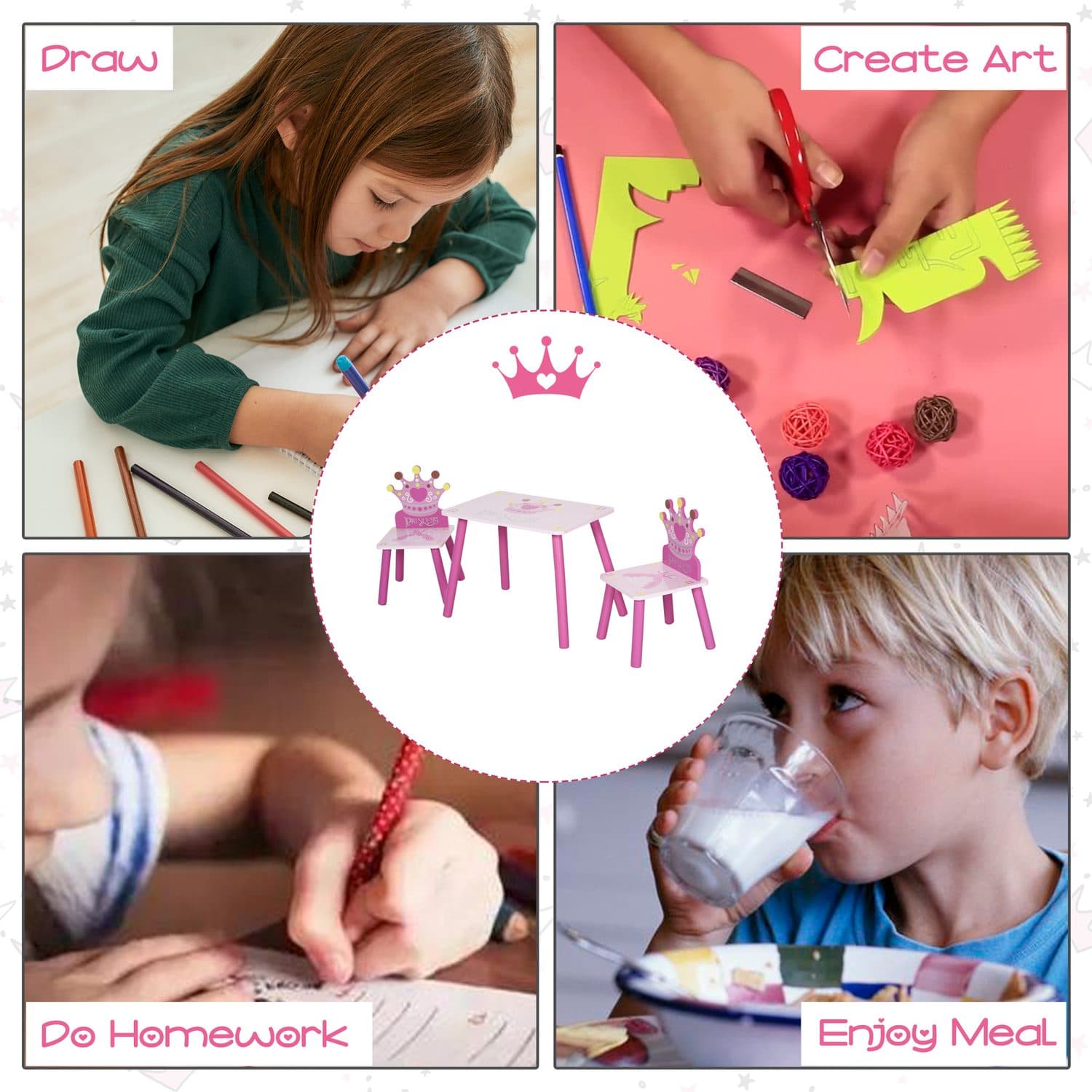 Pink Princess Kids Table and Chairs for Magical Playtimes - image 1