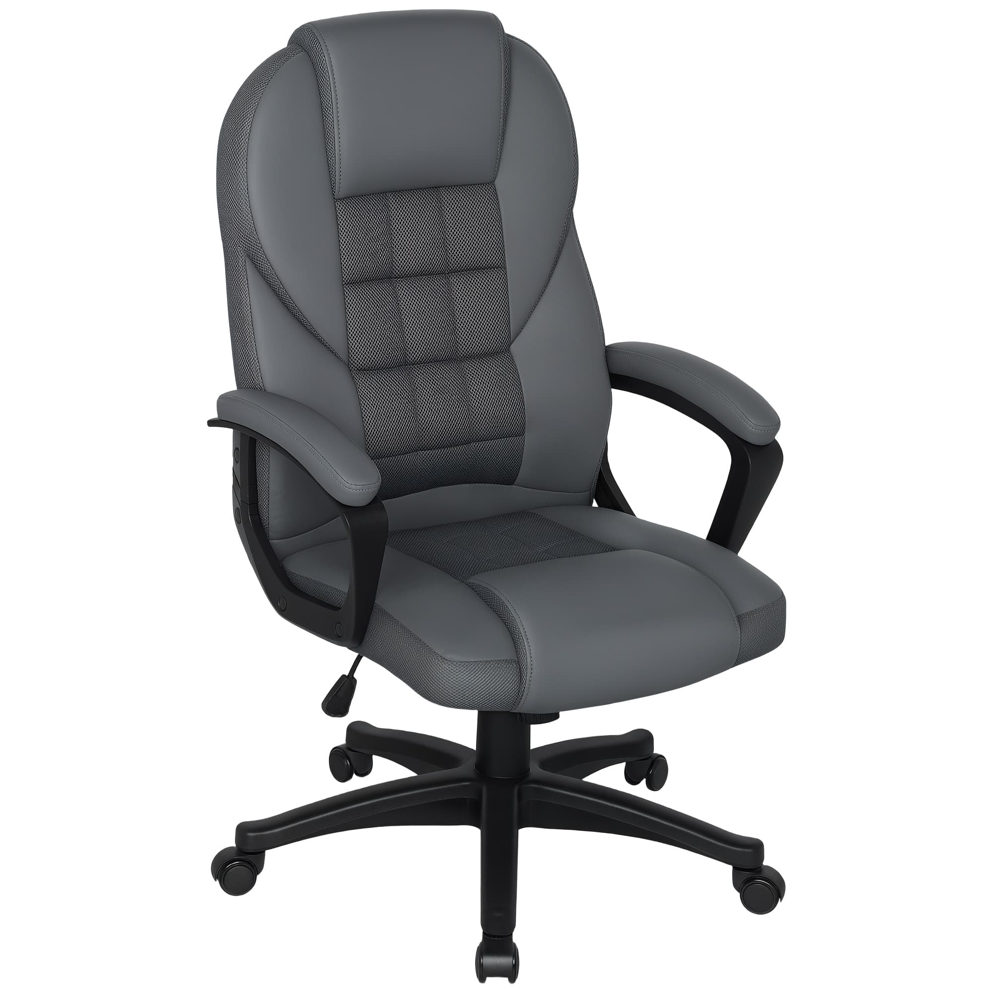 Grey High-Back Office Chair with Breathable Mesh Inserts - Charcoal grey