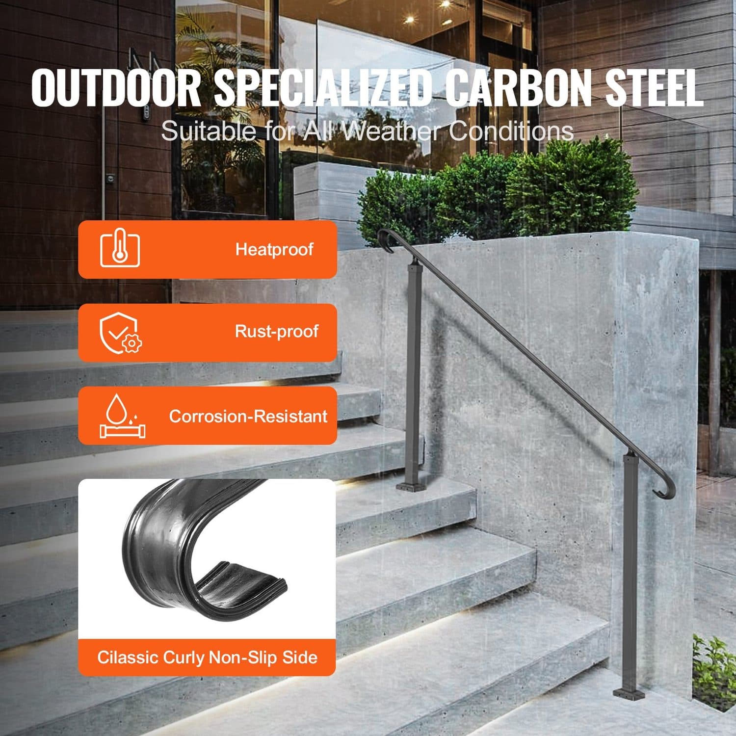 Black Adjustable Handrail for Outdoor Steps - image 4