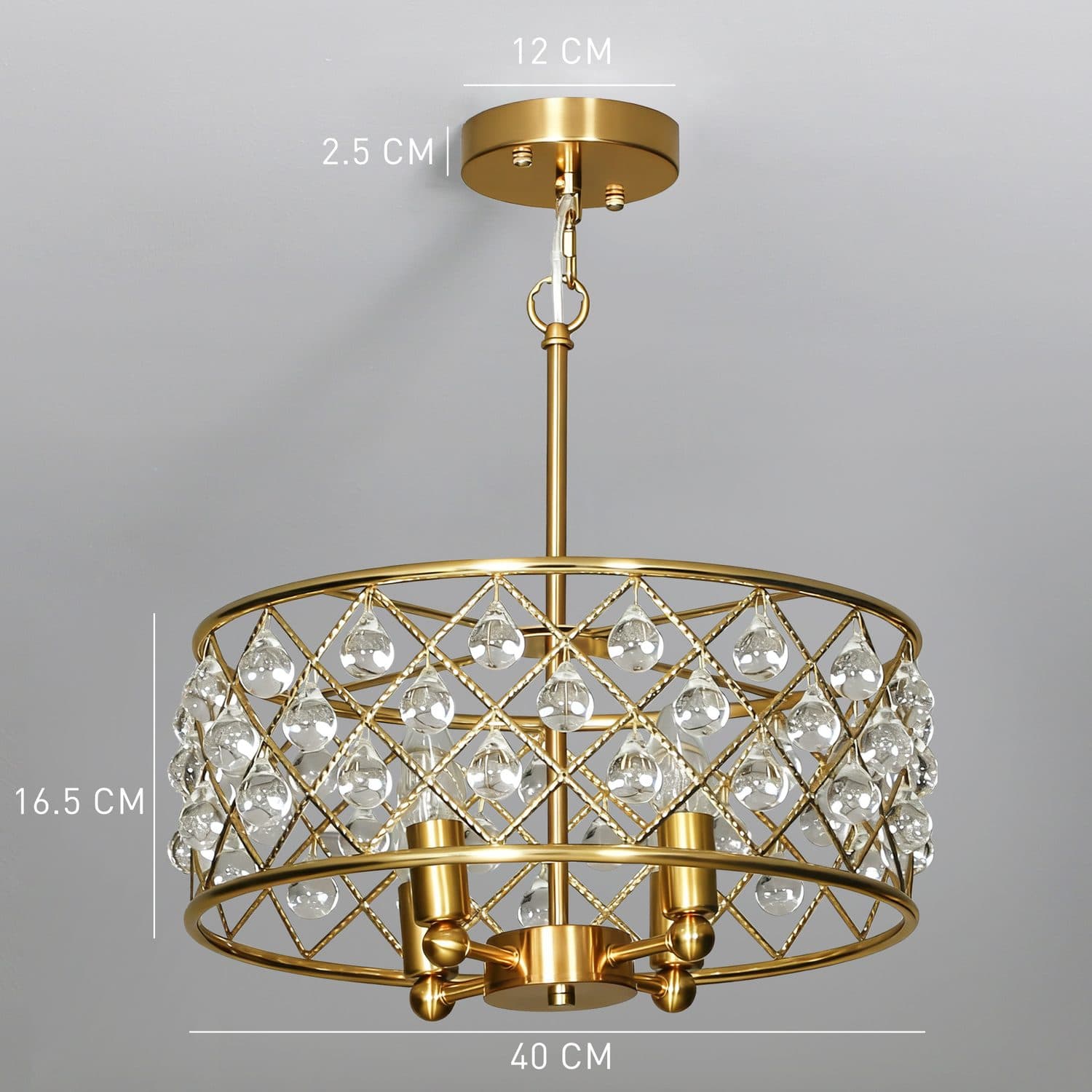 Gold-Tone Crystal Chandelier - image 3