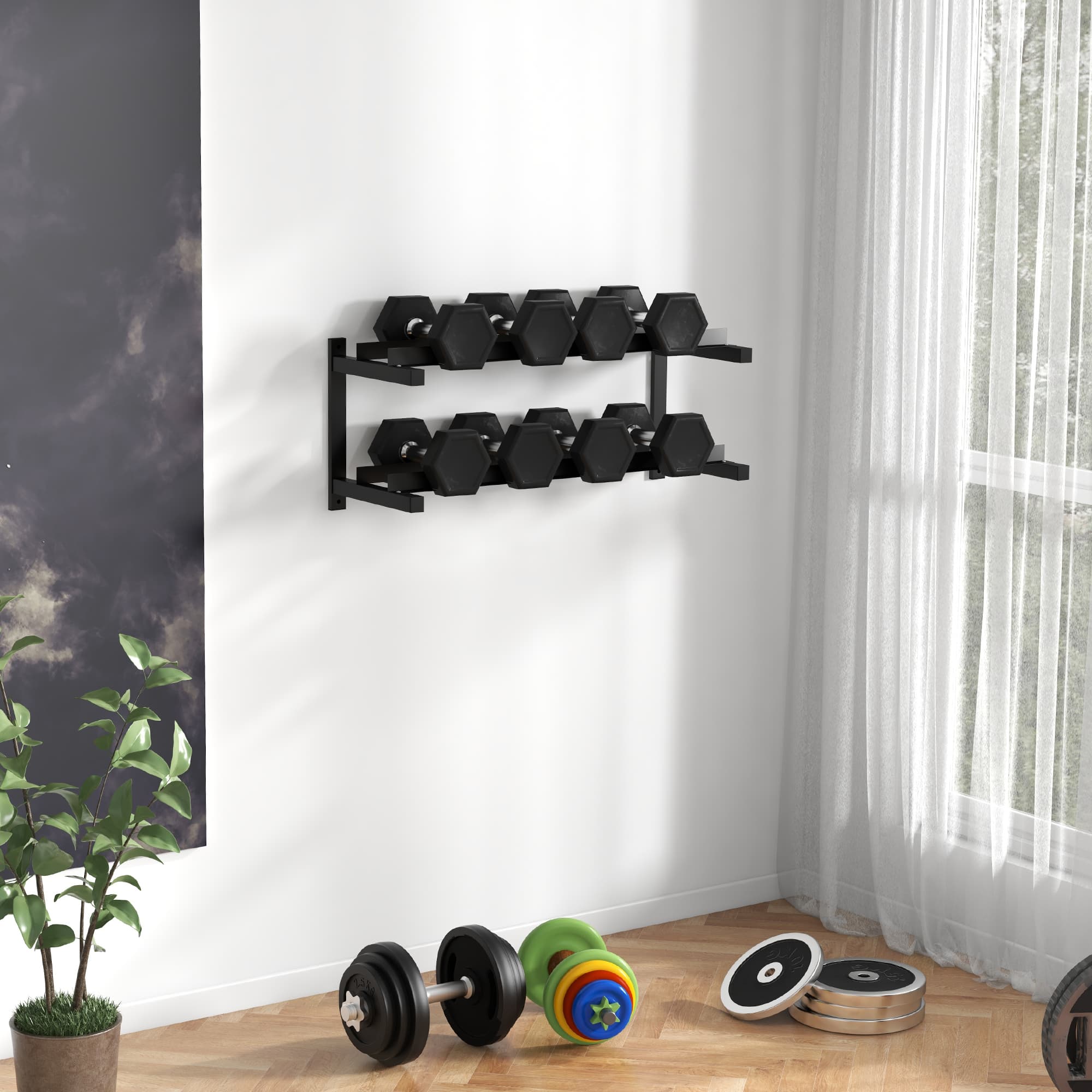 Black Wall Mounted Dumbbell Rack for Home Gyms - image 2