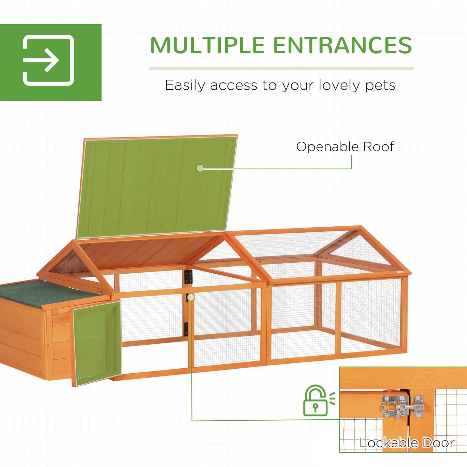 PawHut Wooden Chicken Coop with Nesting Box and Openable Roof - image 5