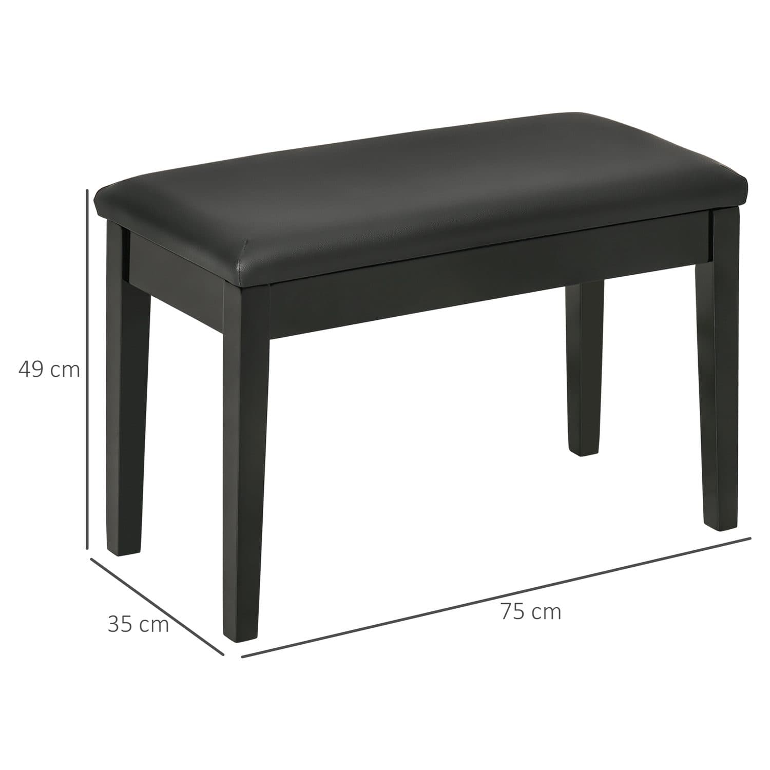 Classic Black Padded Piano Bench with Hidden Music Storage - image 4