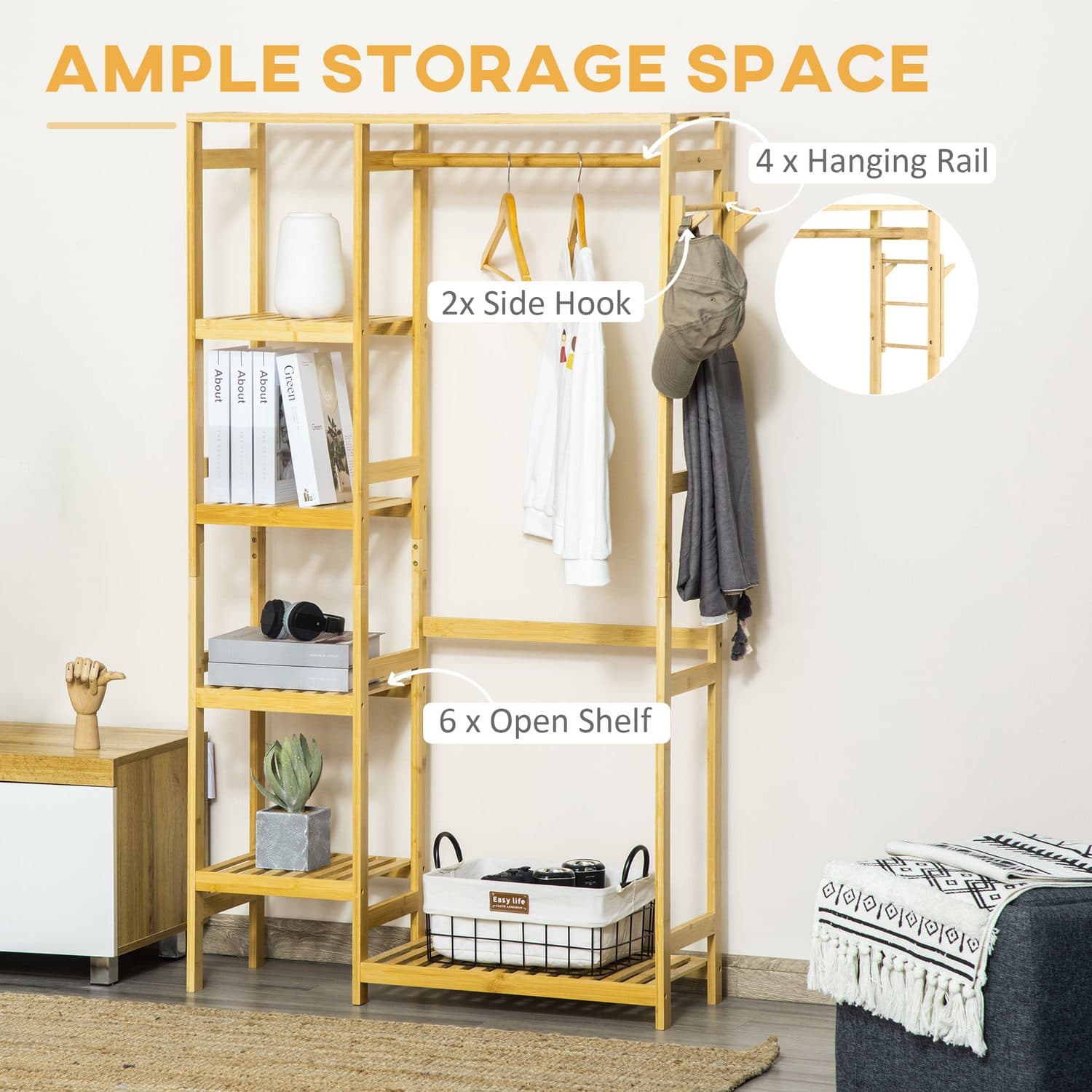 Natural Bamboo Clothes Rack - image 5