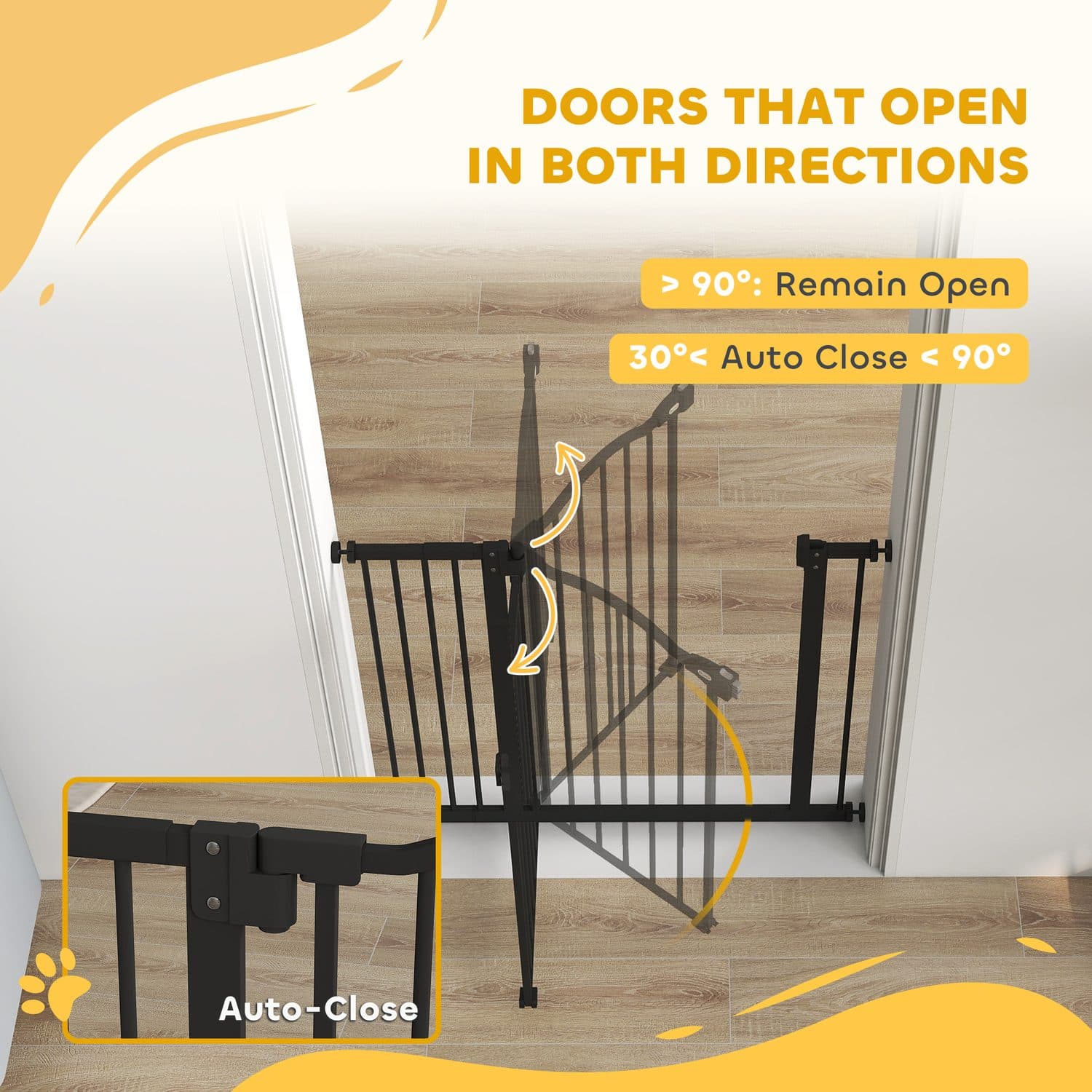 PawHut Adjustable Metal Pet Gate With Auto-Close Door - image 2